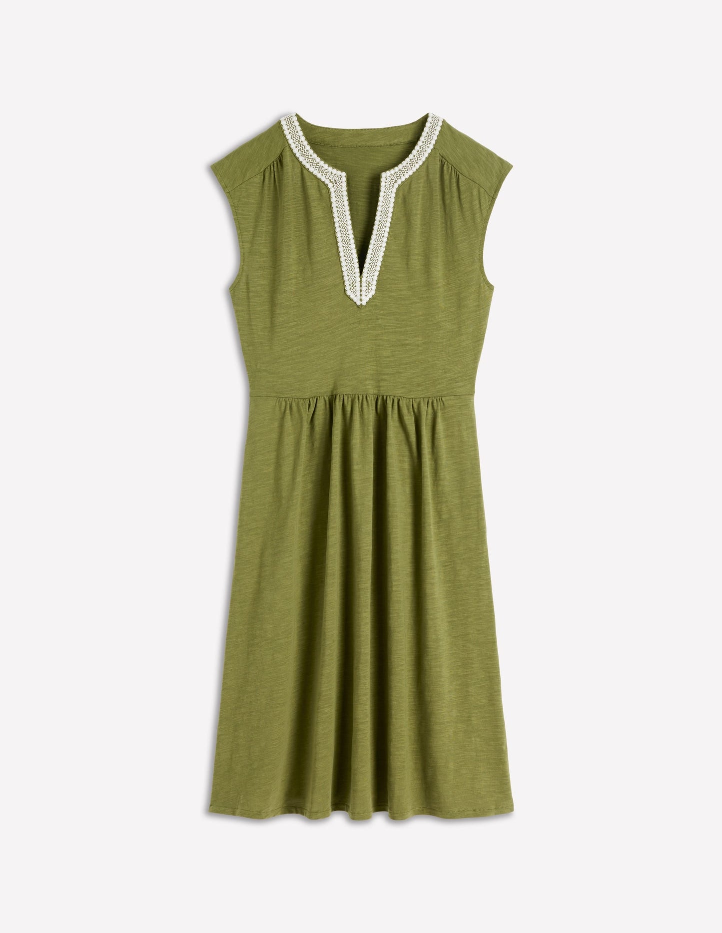 May Embroidered Short Dress-Olive