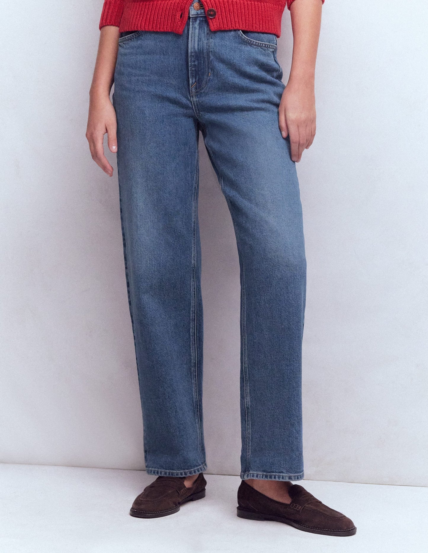 Mid Rise Straight Leg Jeans-Mid Vintage