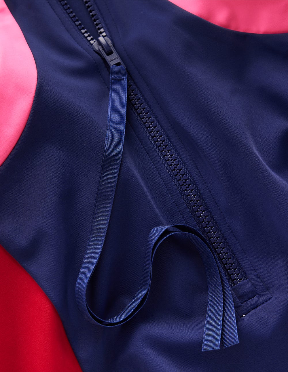 Sporty High Neck Swimsuit-Navy, Colourblock