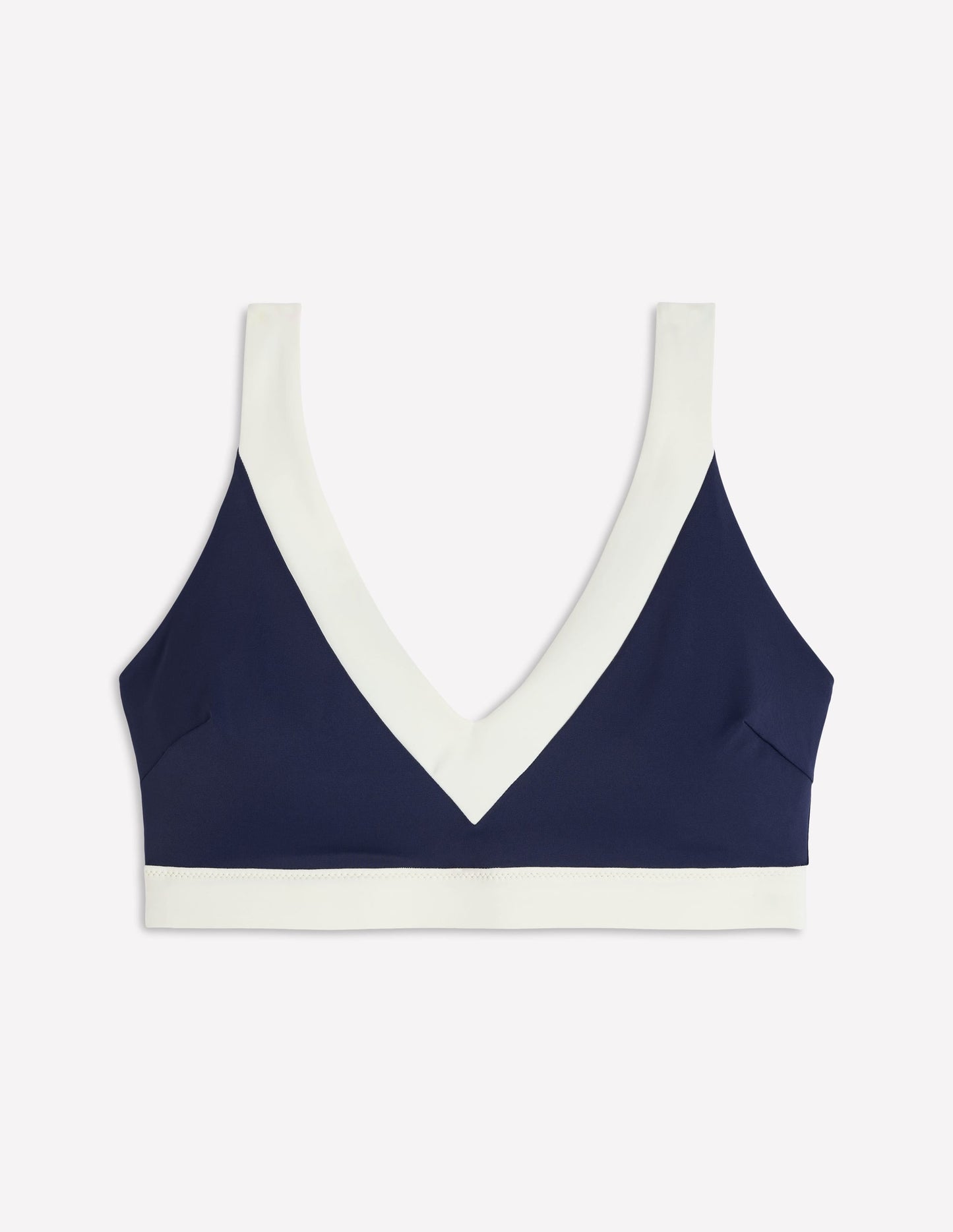 Campania Cross-back Bikini Top-Navy, Ivory Colourblock