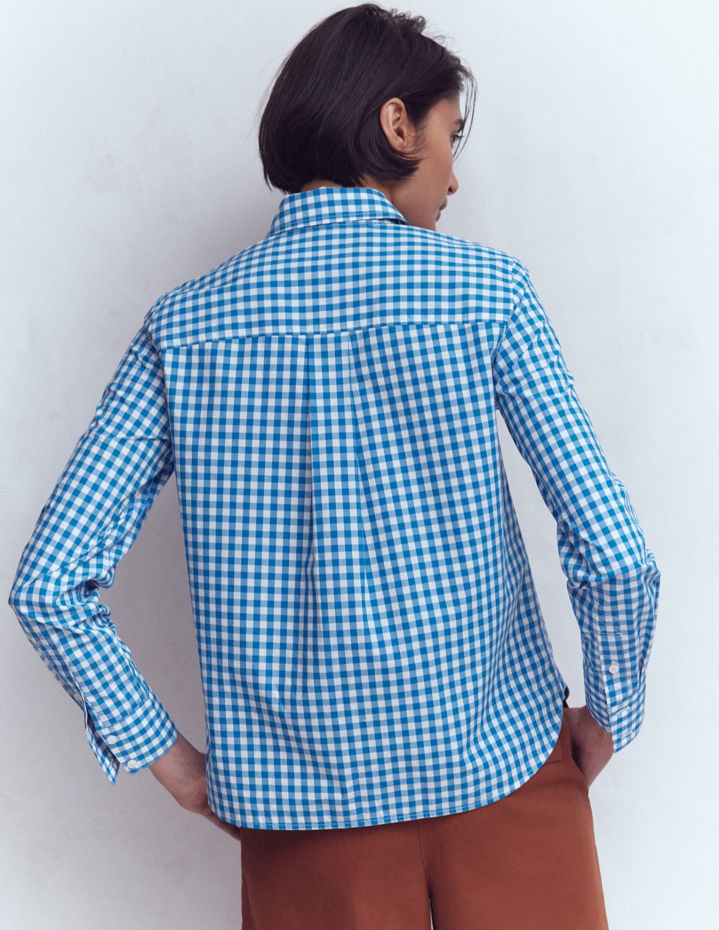 Sienna Cotton Shirt-Kingfisher Blue Gingham