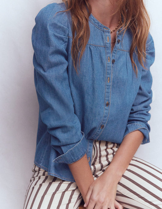 Mutton Denim Shirt-Mid Blue