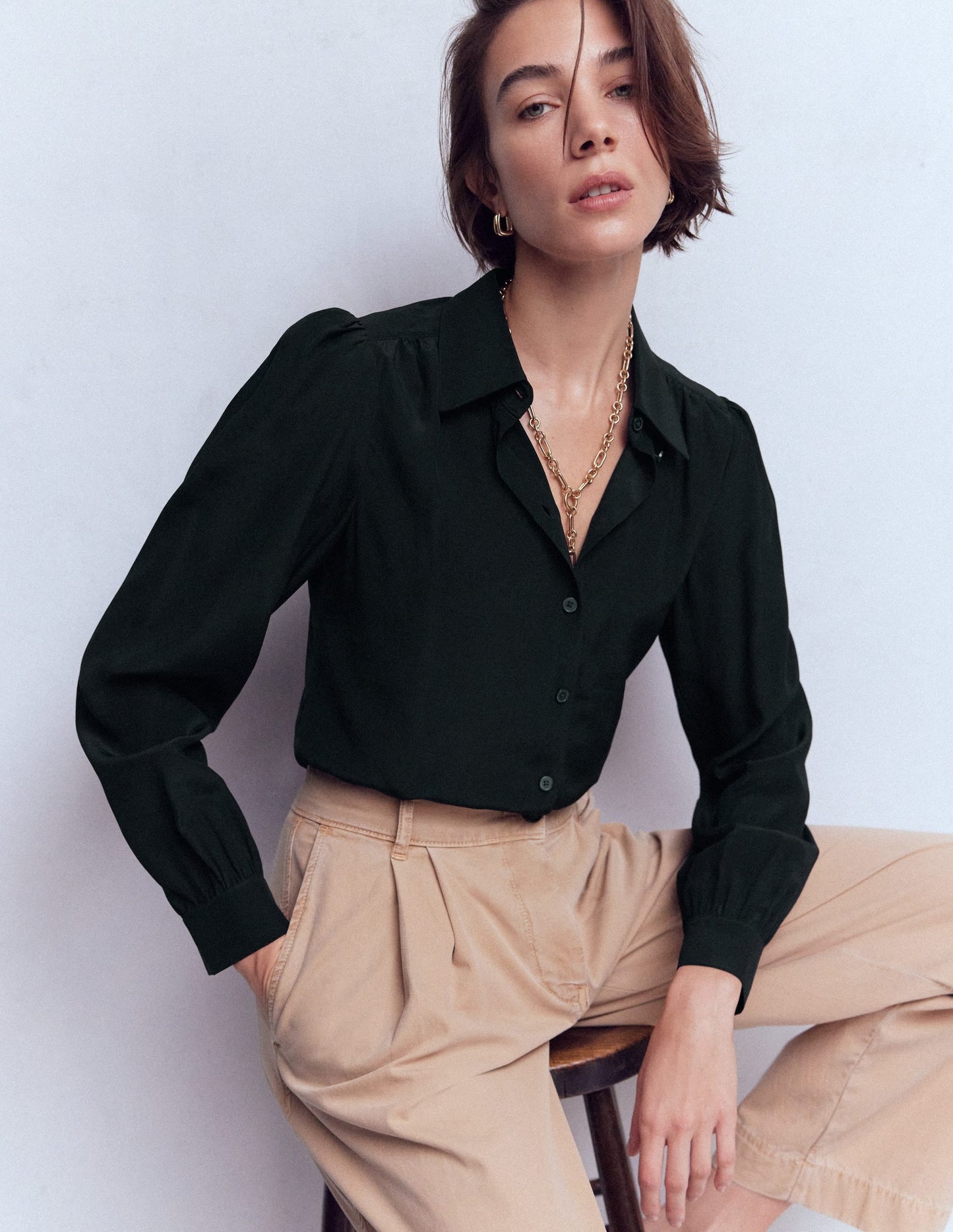 Sara Silk Shirt-Black