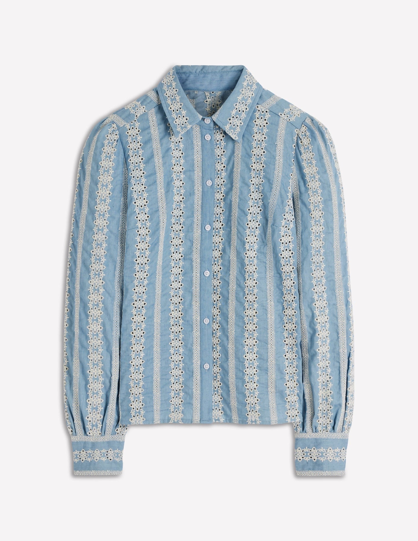 Cara Denim Shirt-Blue Broderie