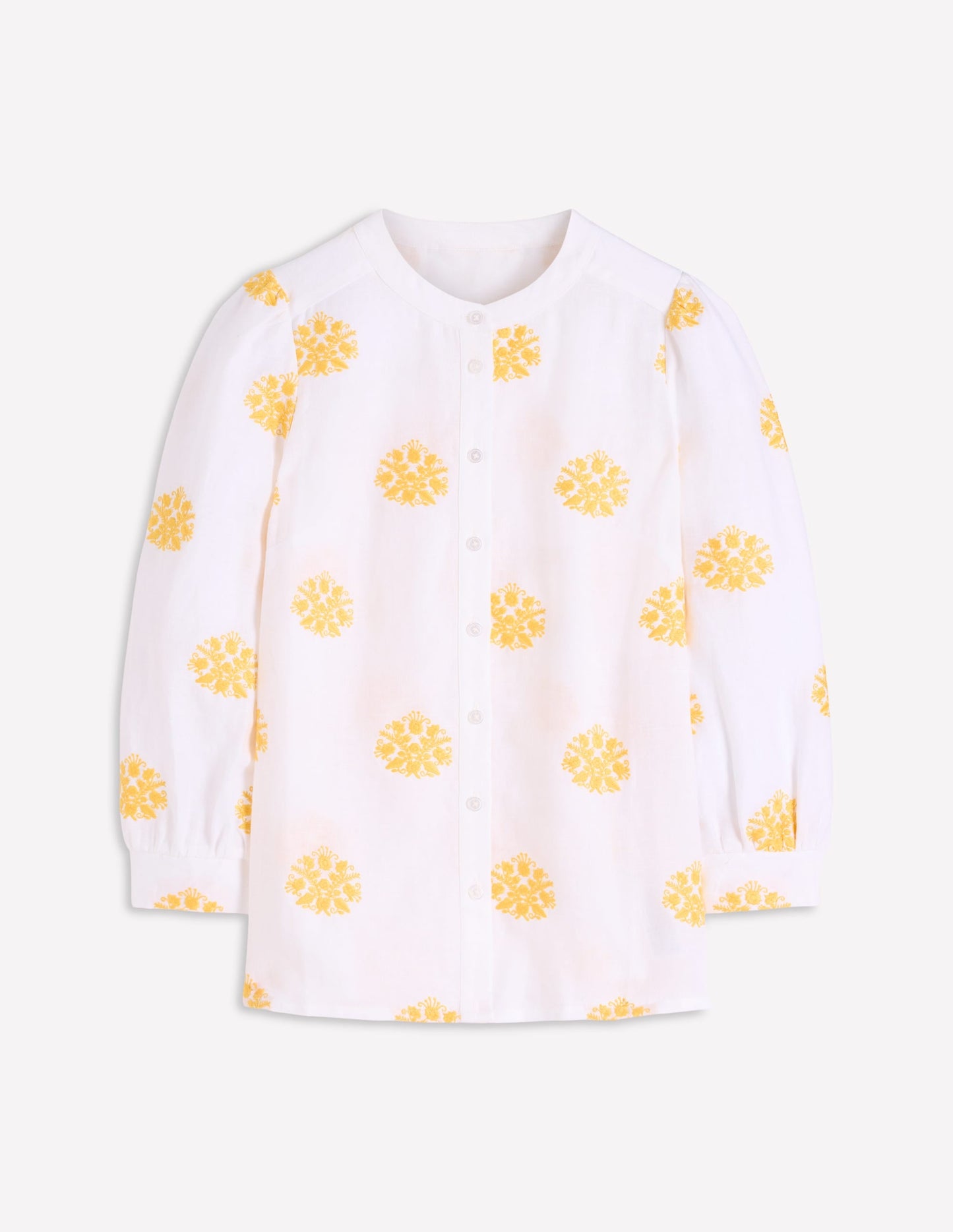 Alicia Linen Top-White, Floral embroidery