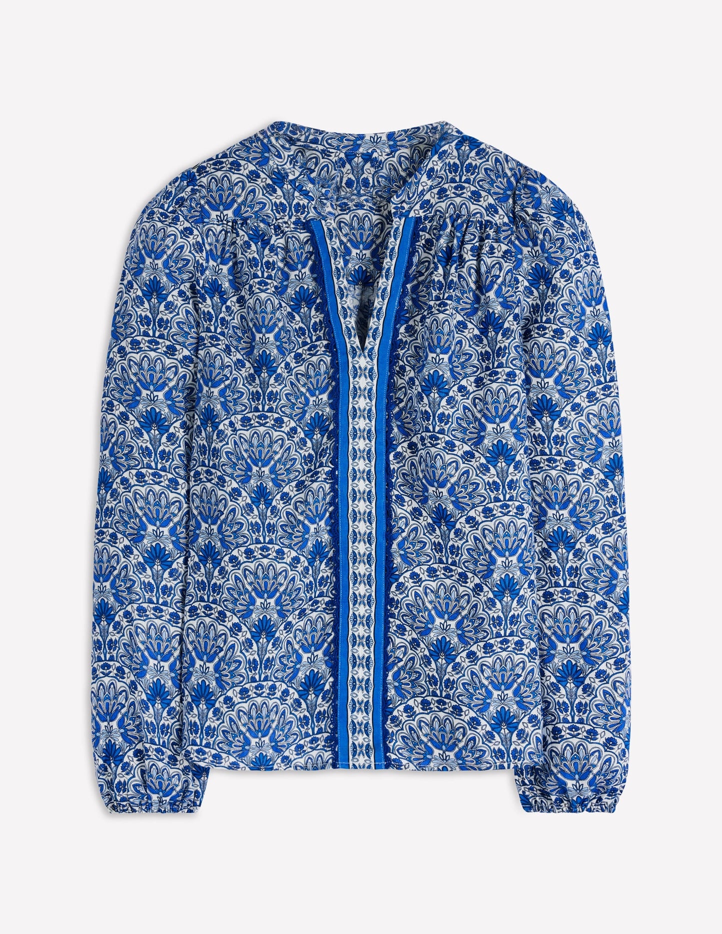 Linen Trim Insert Top-Blue, Elaborate Terrace