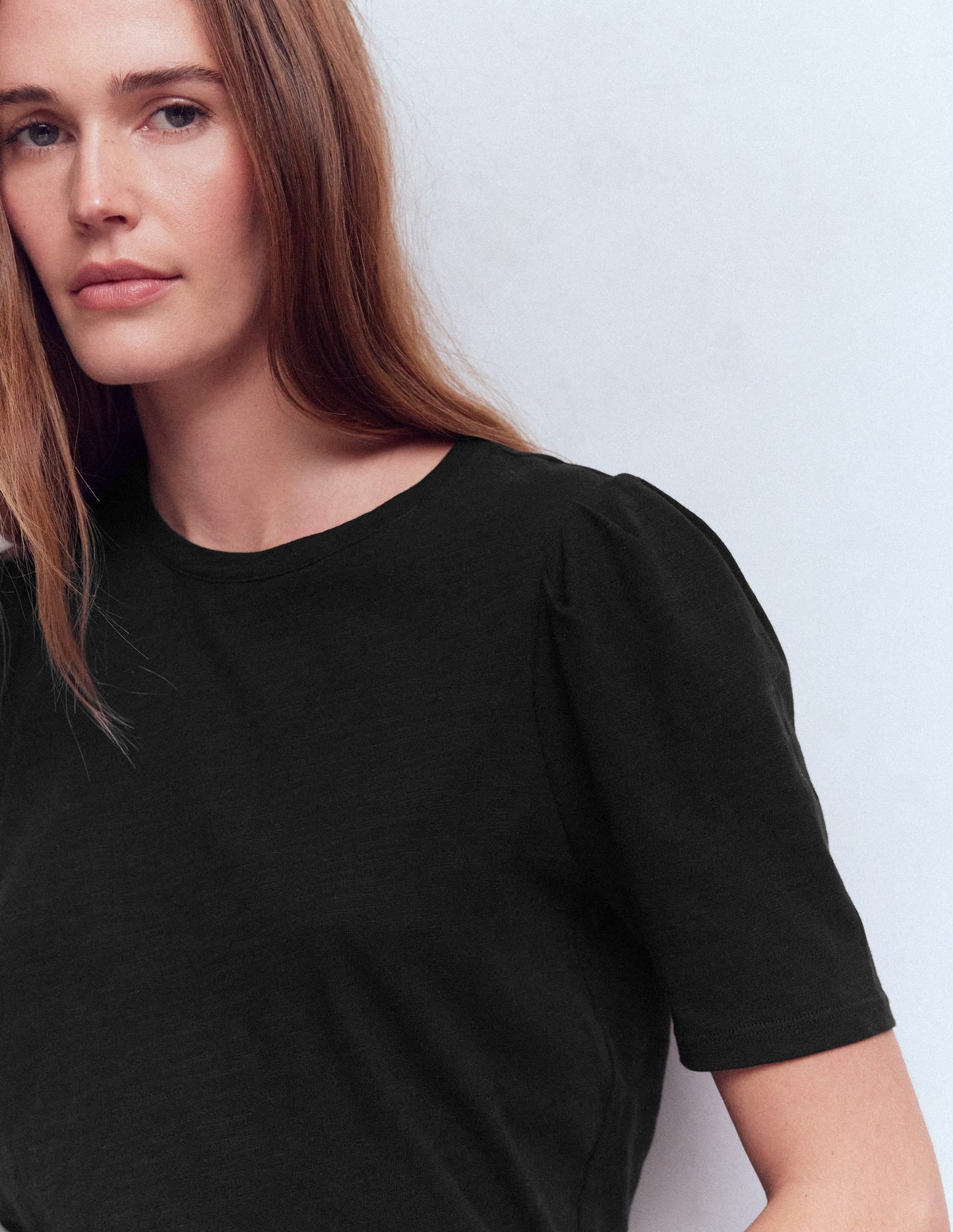 Sophie Puff Sleeve T-shirt-Black