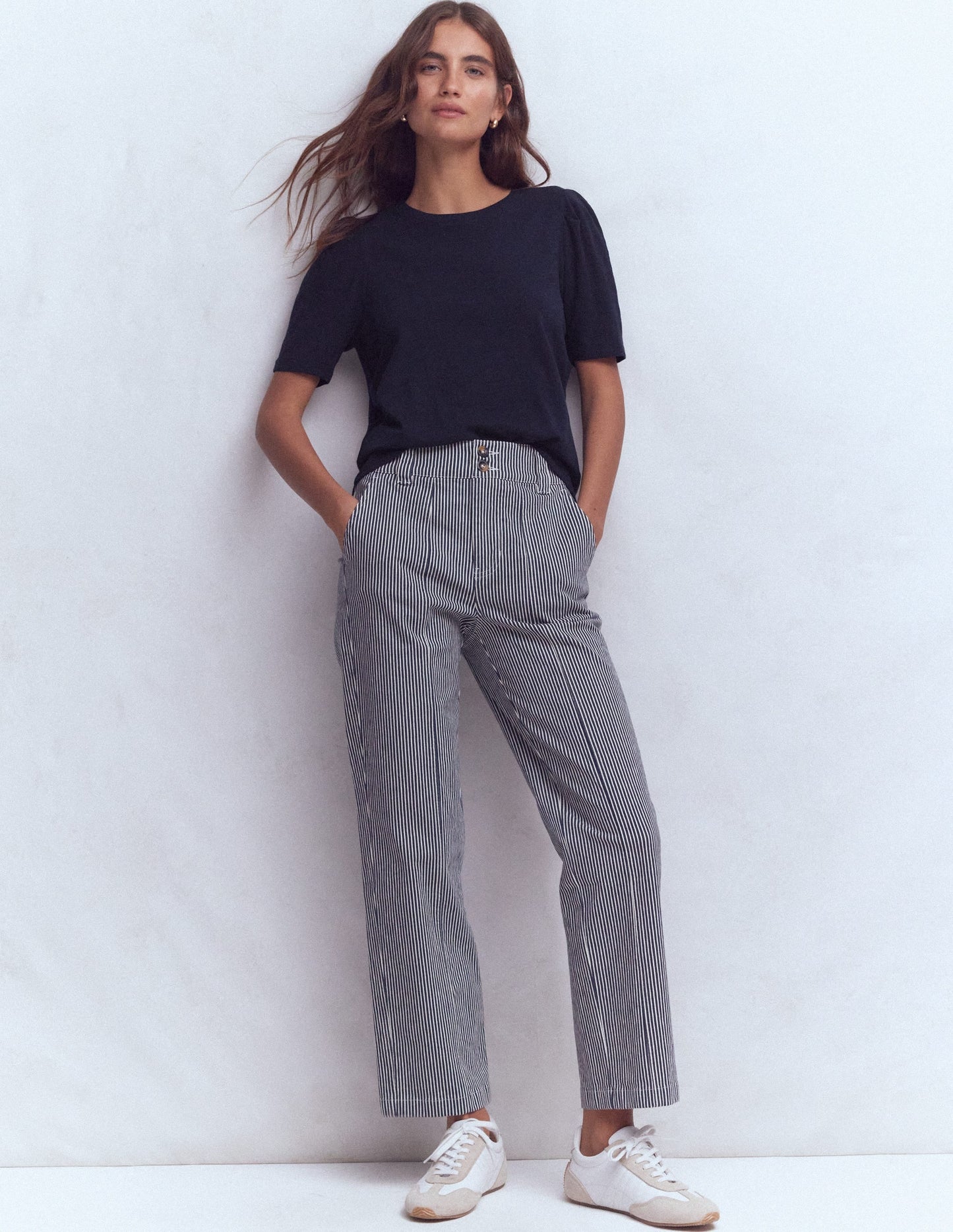 Sophie Puff Sleeve T-shirt-Navy