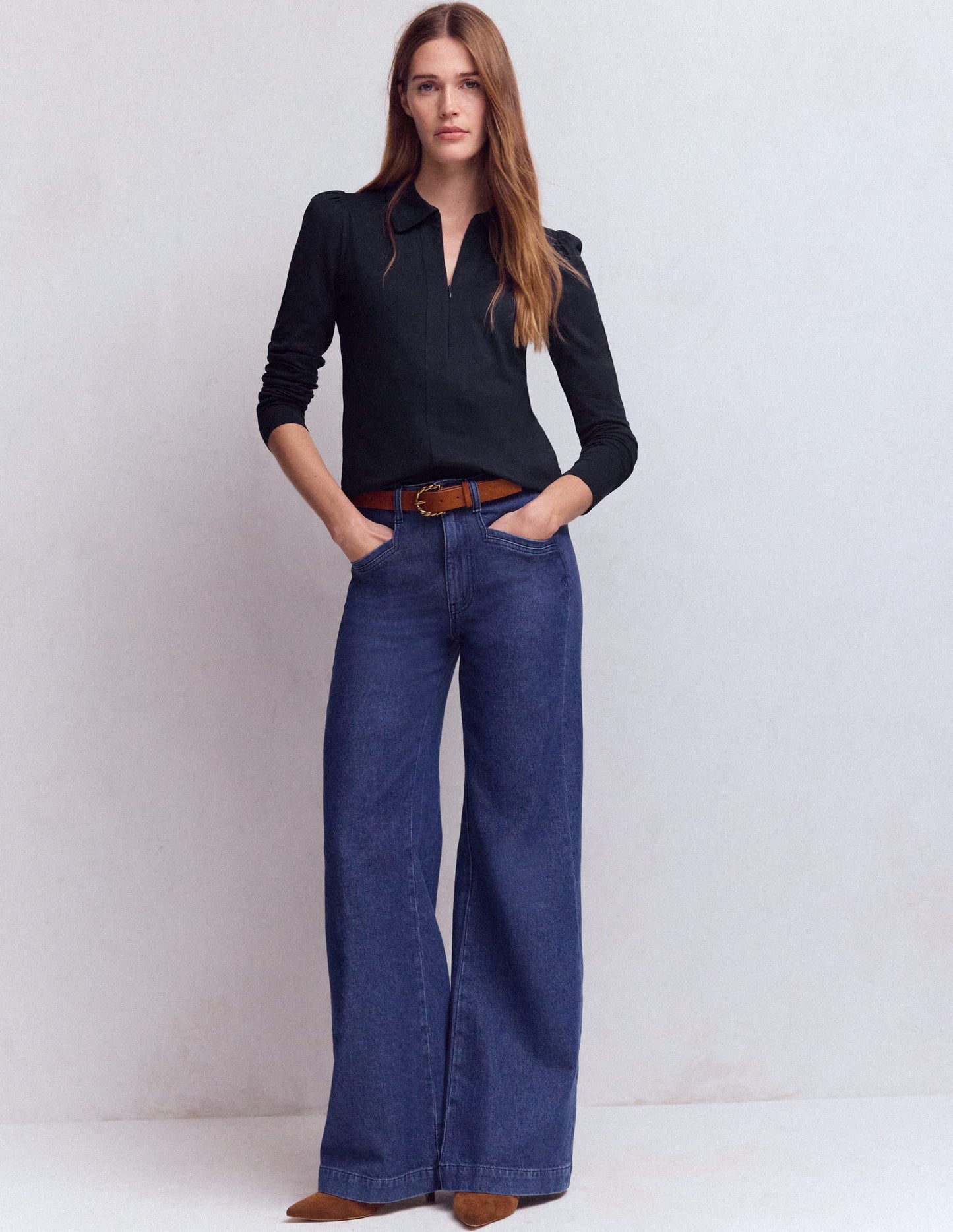 Zip Collar Supersoft Top-Navy