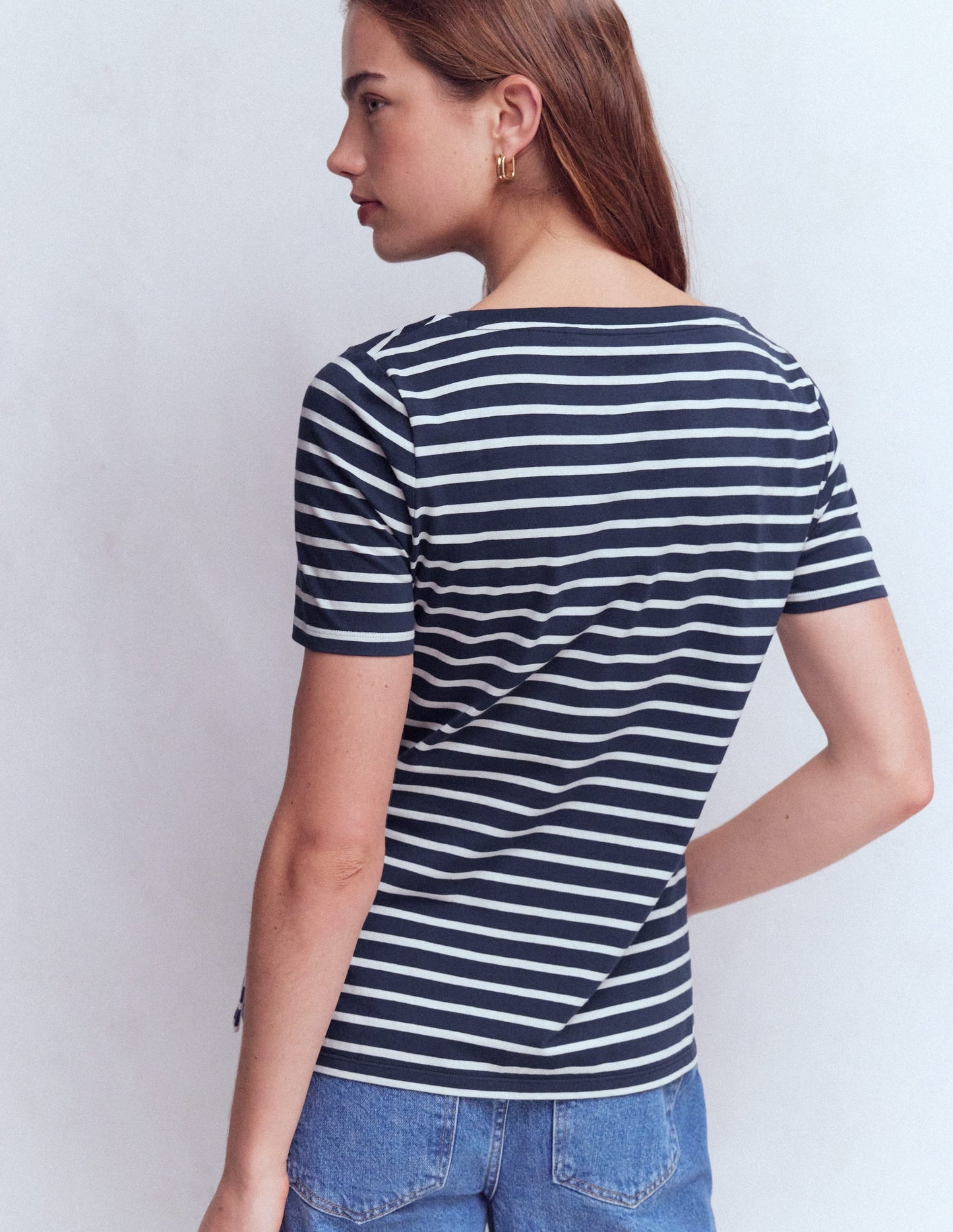 Olivia Short Sleeve Breton-Navy, Ivory