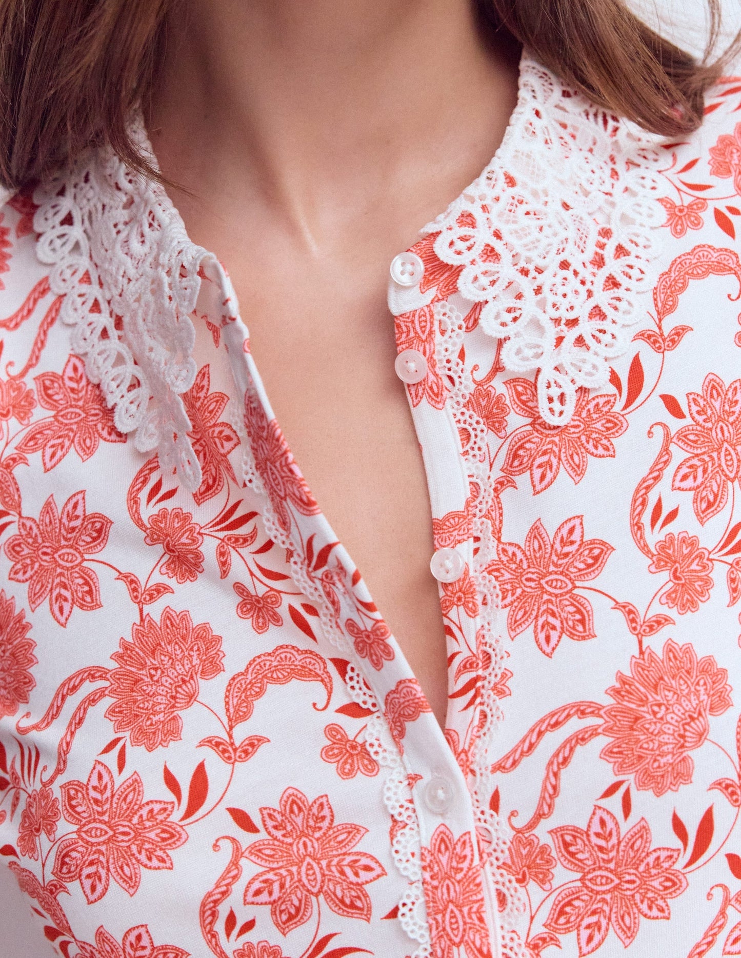 Nessa Broderie Collar Blouse-Pink Floral