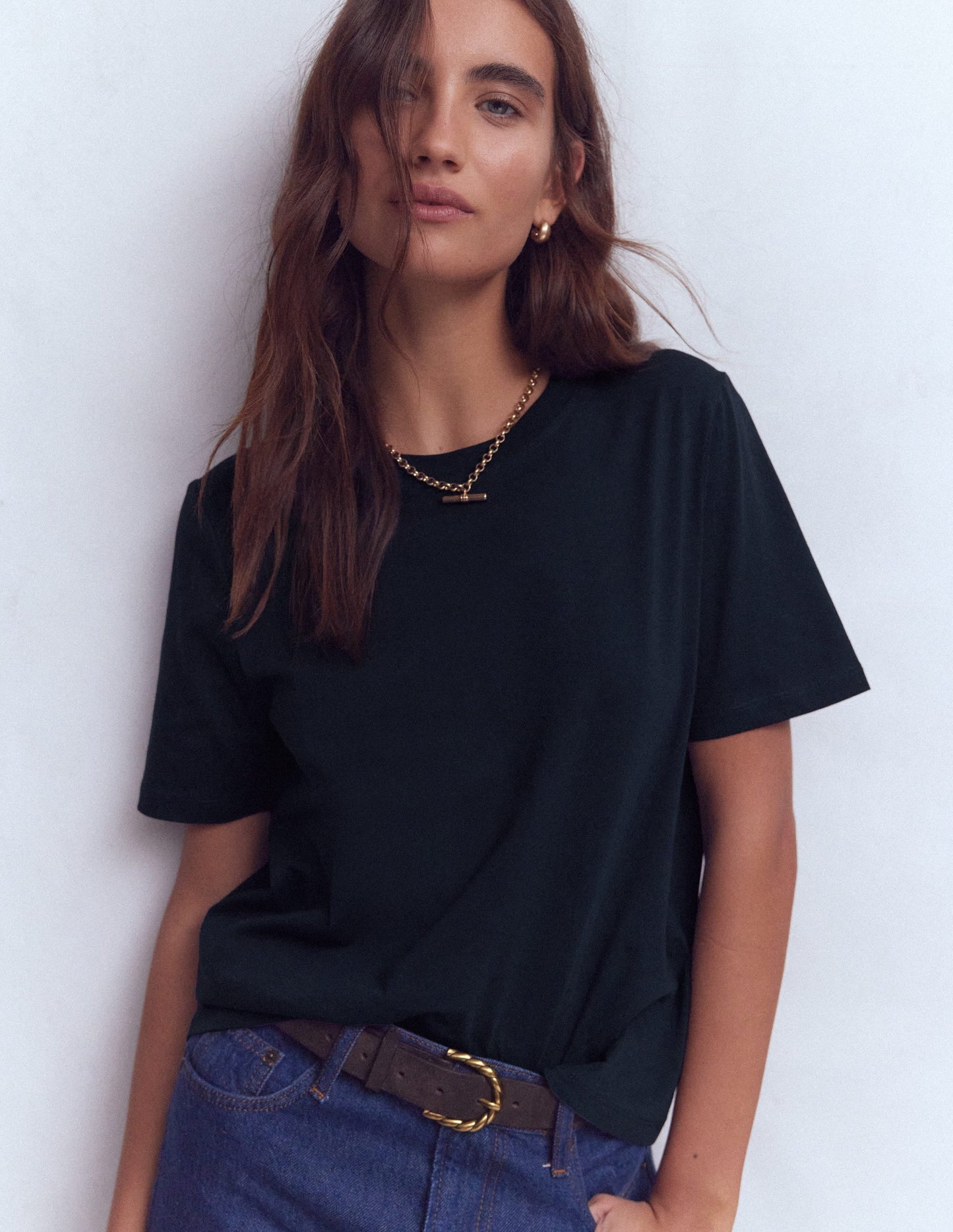 Cotton Crew Neck T-shirt-Navy