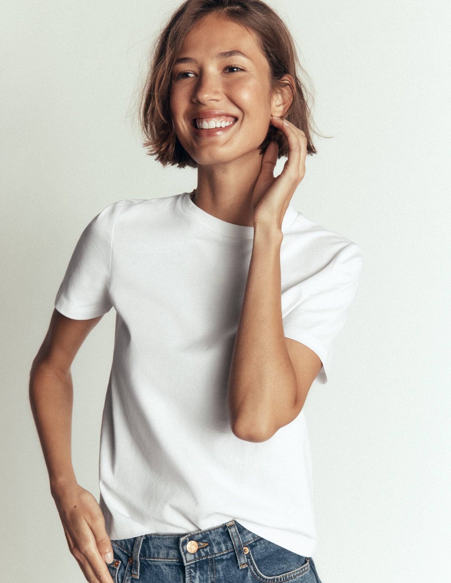 Cotton Crew Neck T-shirt-White