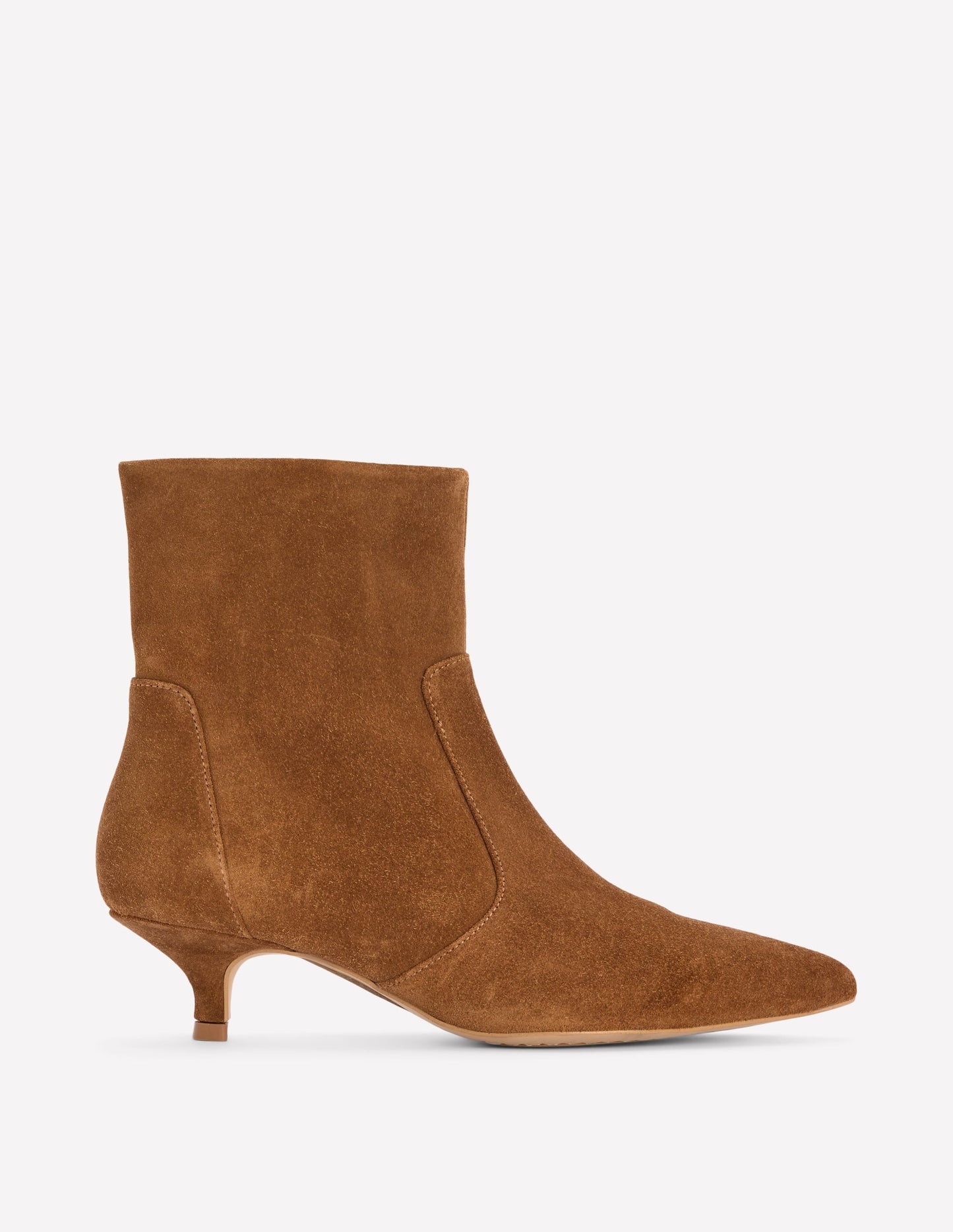 Isobel Kitten Heel Ankle Boot-Cognac Suede