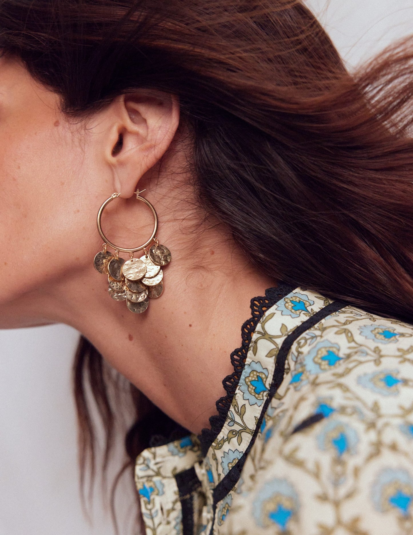 Hammered Gold Teardrop Hoops-Gold Colour