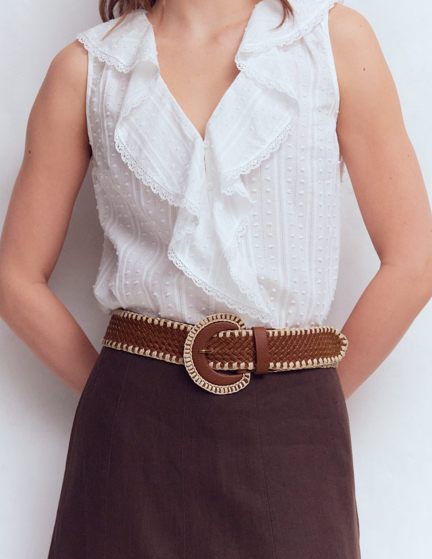 Woven Stitch Belt-Tan