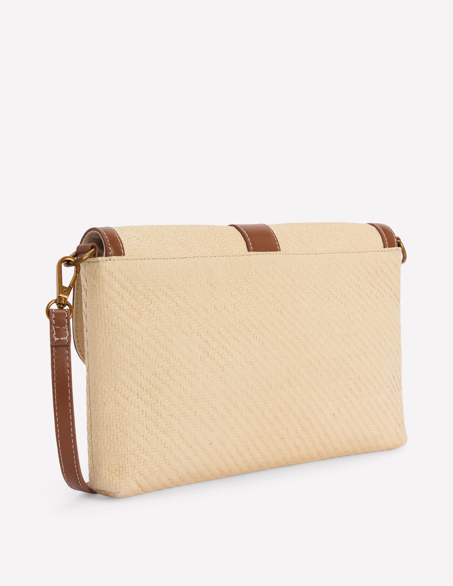 Buckle Crossbody Bag-Natural Raffia