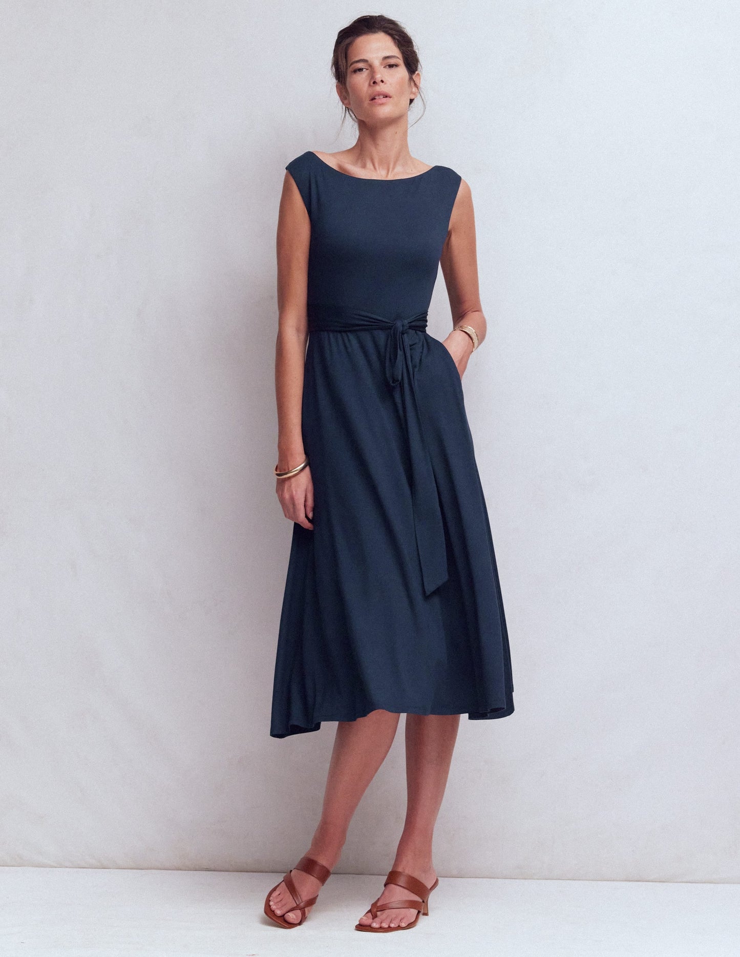 Tamsin Jersey Midi Dress-Navy