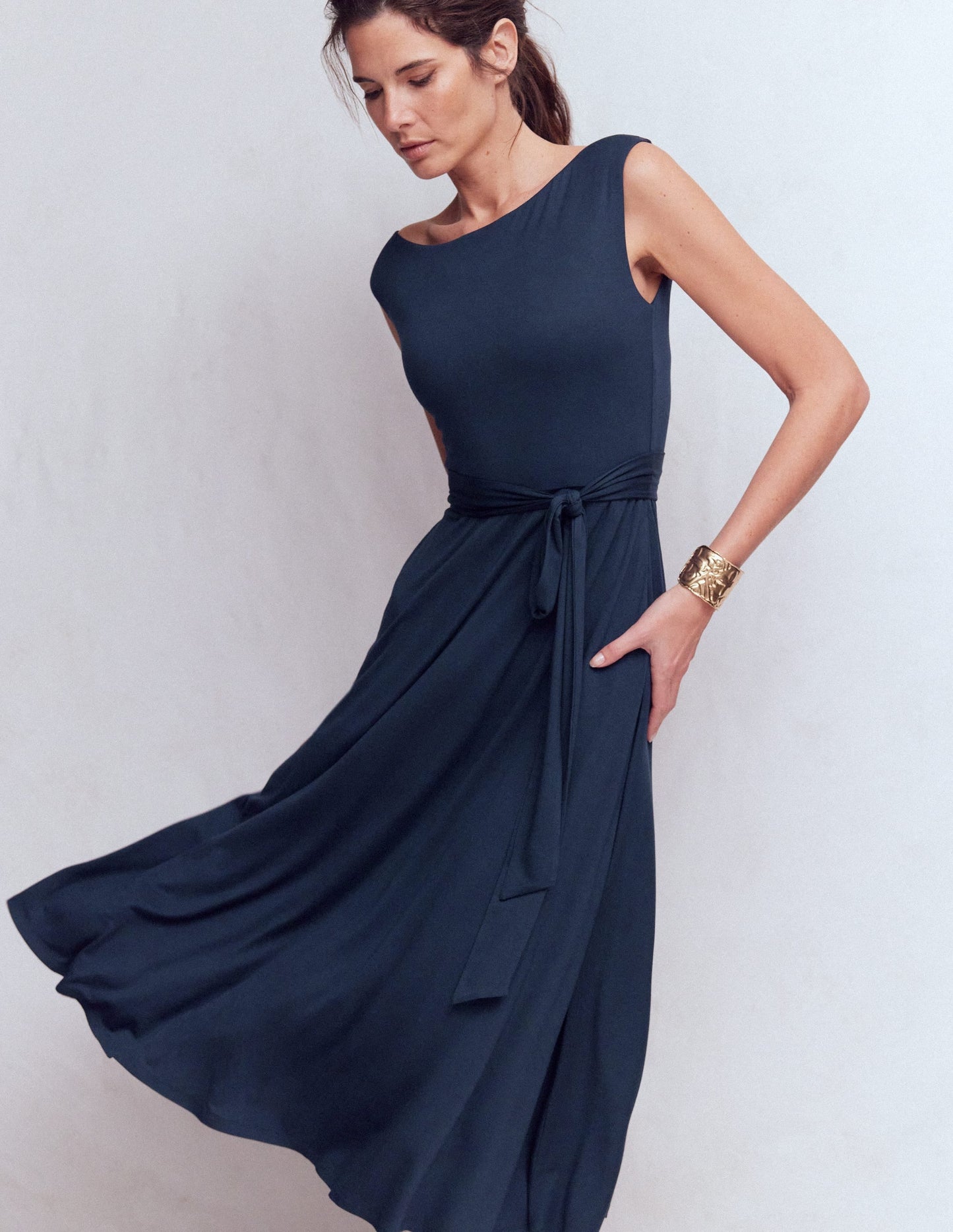 Tamsin Jersey Midi Dress-Navy