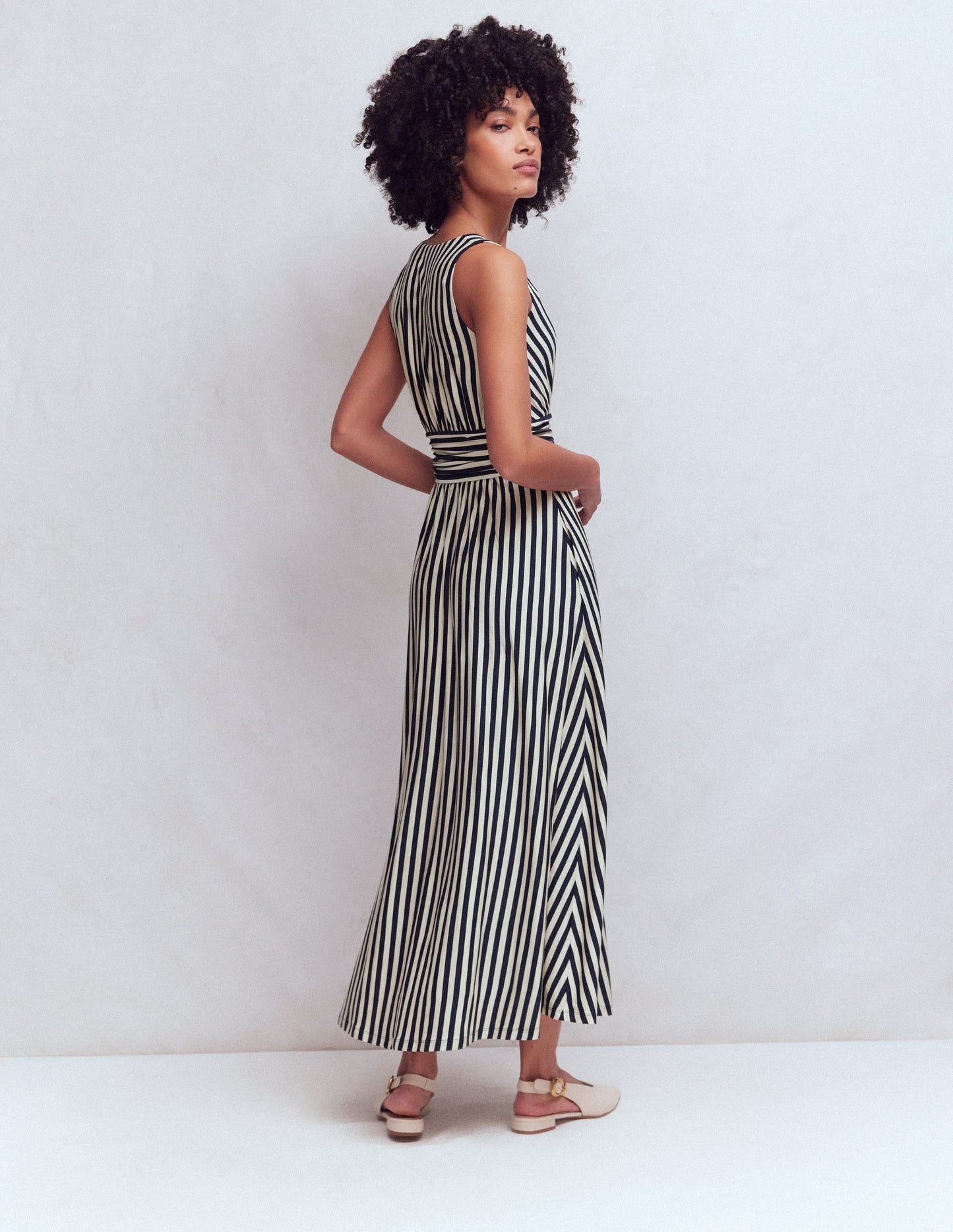 Elodie Jersey Maxi Dress-Navy and Ivory Stripe