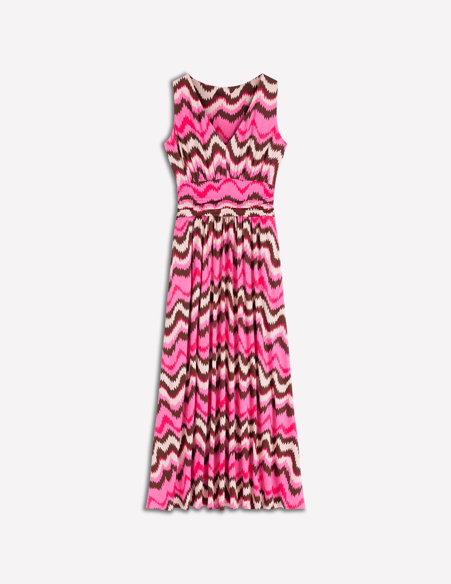 Elodie Jersey Maxi Dress-Pink Punch, Zig Zag Wave