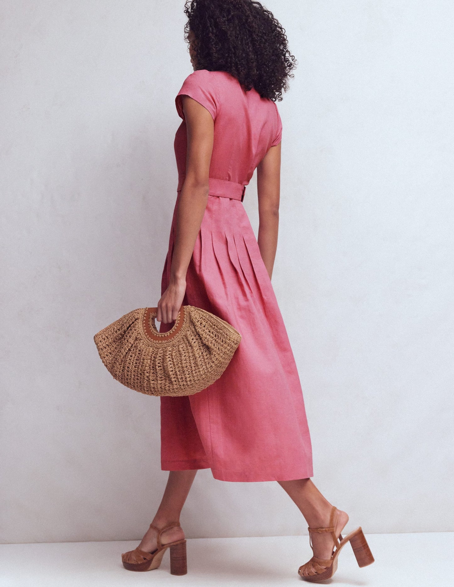Arabella Linen Blend Dress-Pink Heather
