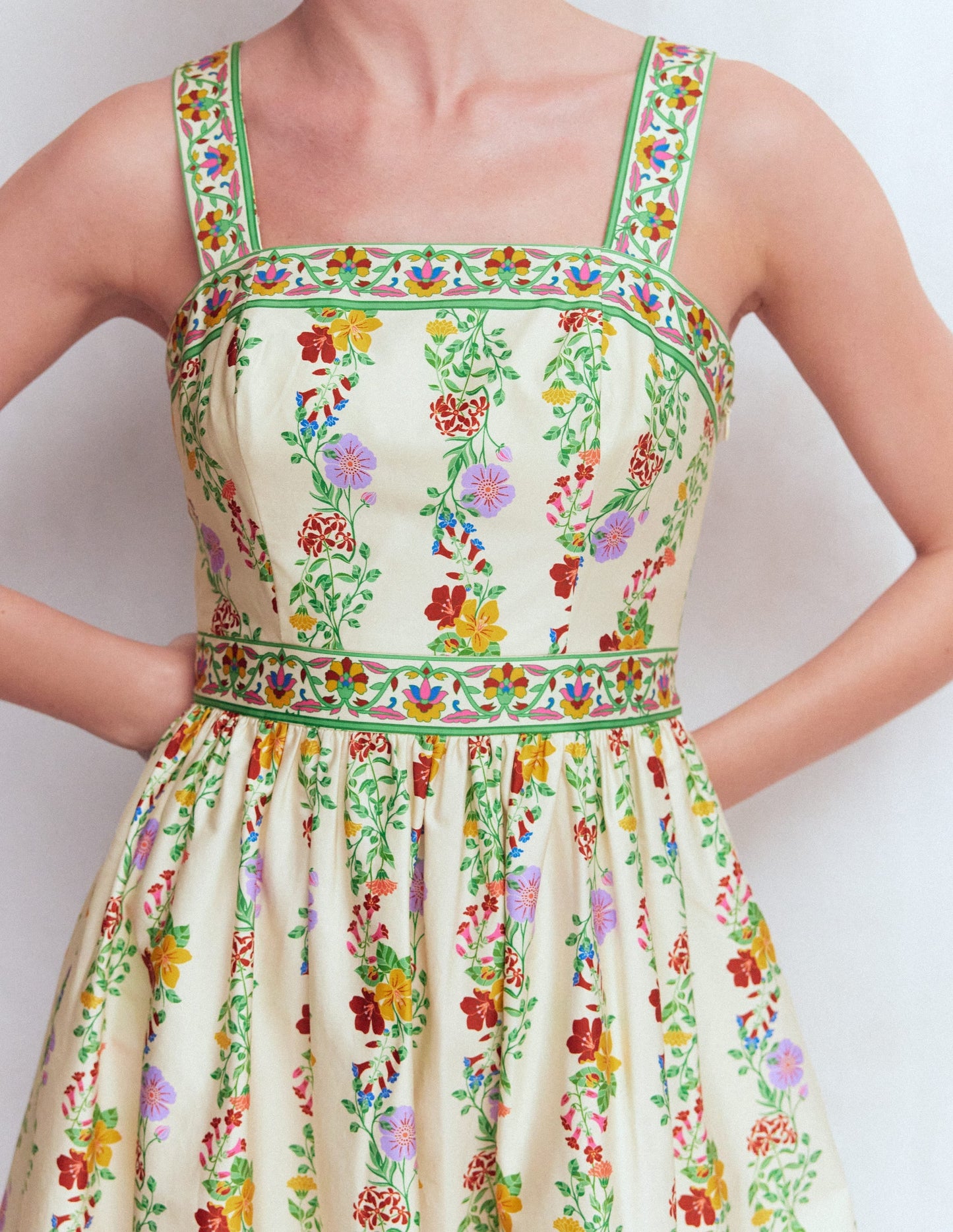 Square Neck Occasion Dress-Ivory, Blossom Trail