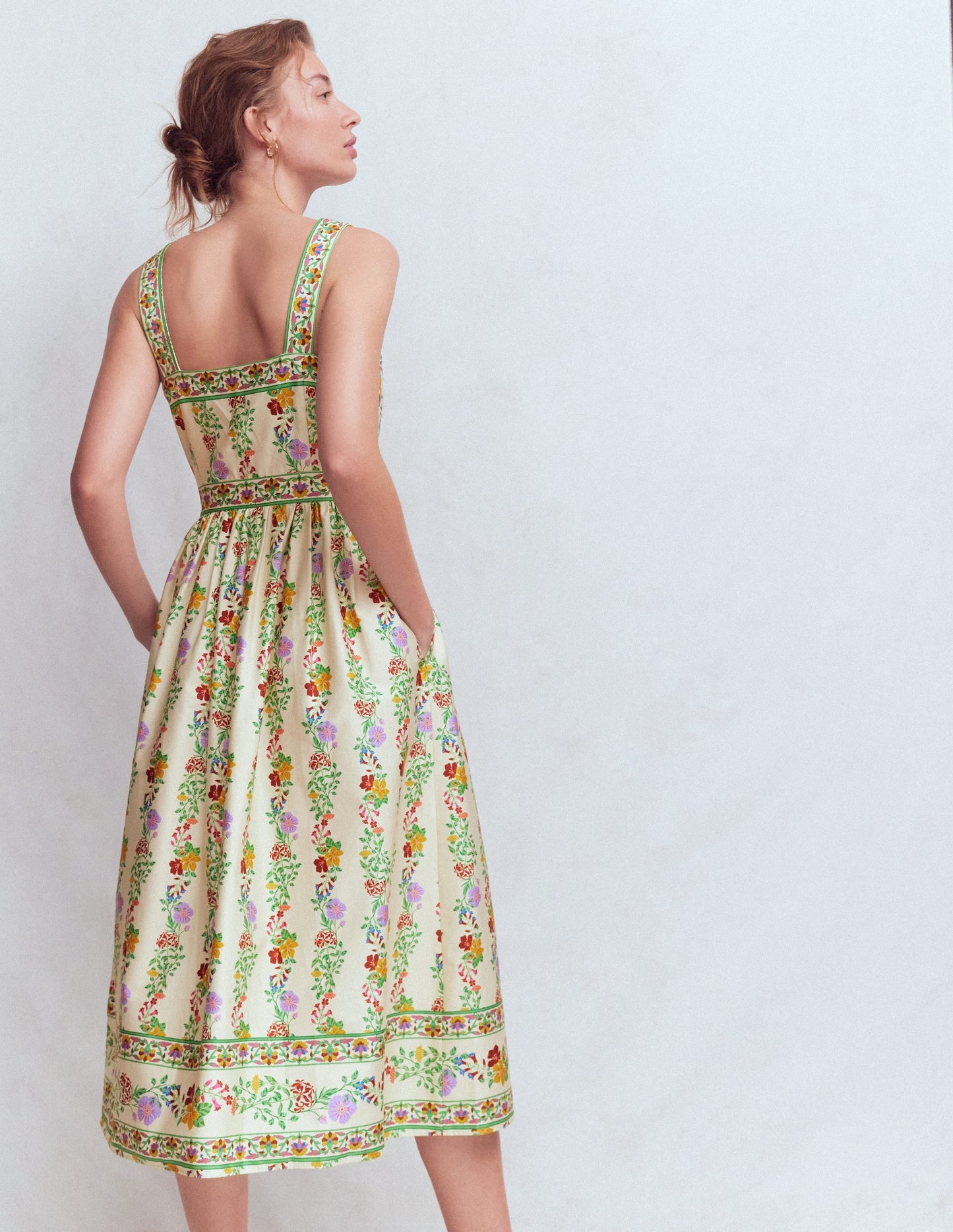 Square Neck Occasion Dress-Ivory, Blossom Trail