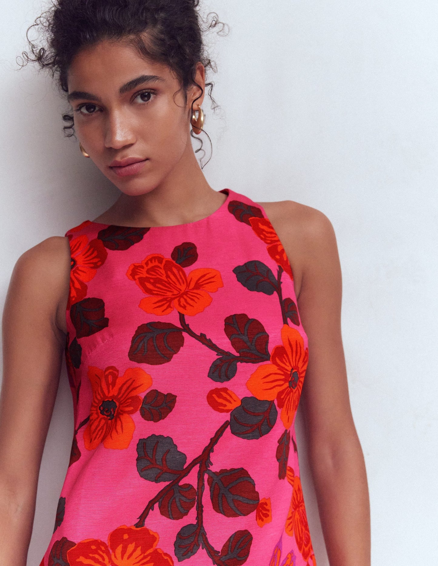 Classic Shift Dress-Pink, Elaborate Blossom