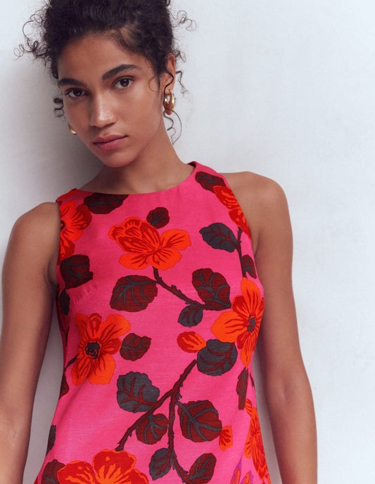 Classic Shift Dress-Pink, Elaborate Blossom