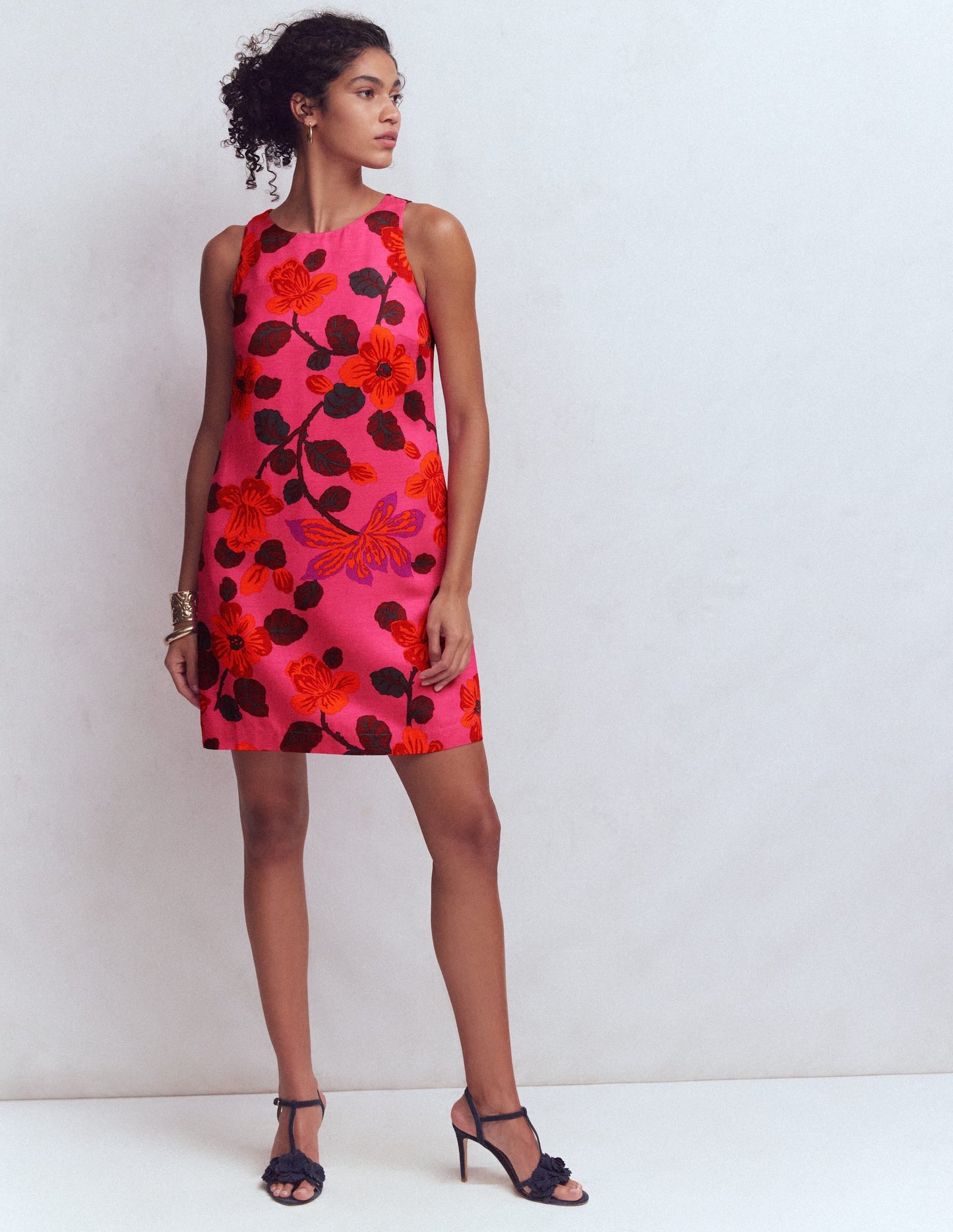 Classic Shift Dress-Pink, Elaborate Blossom