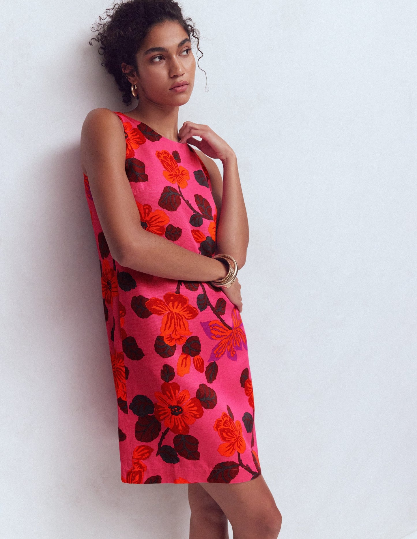 Classic Shift Dress-Pink, Elaborate Blossom