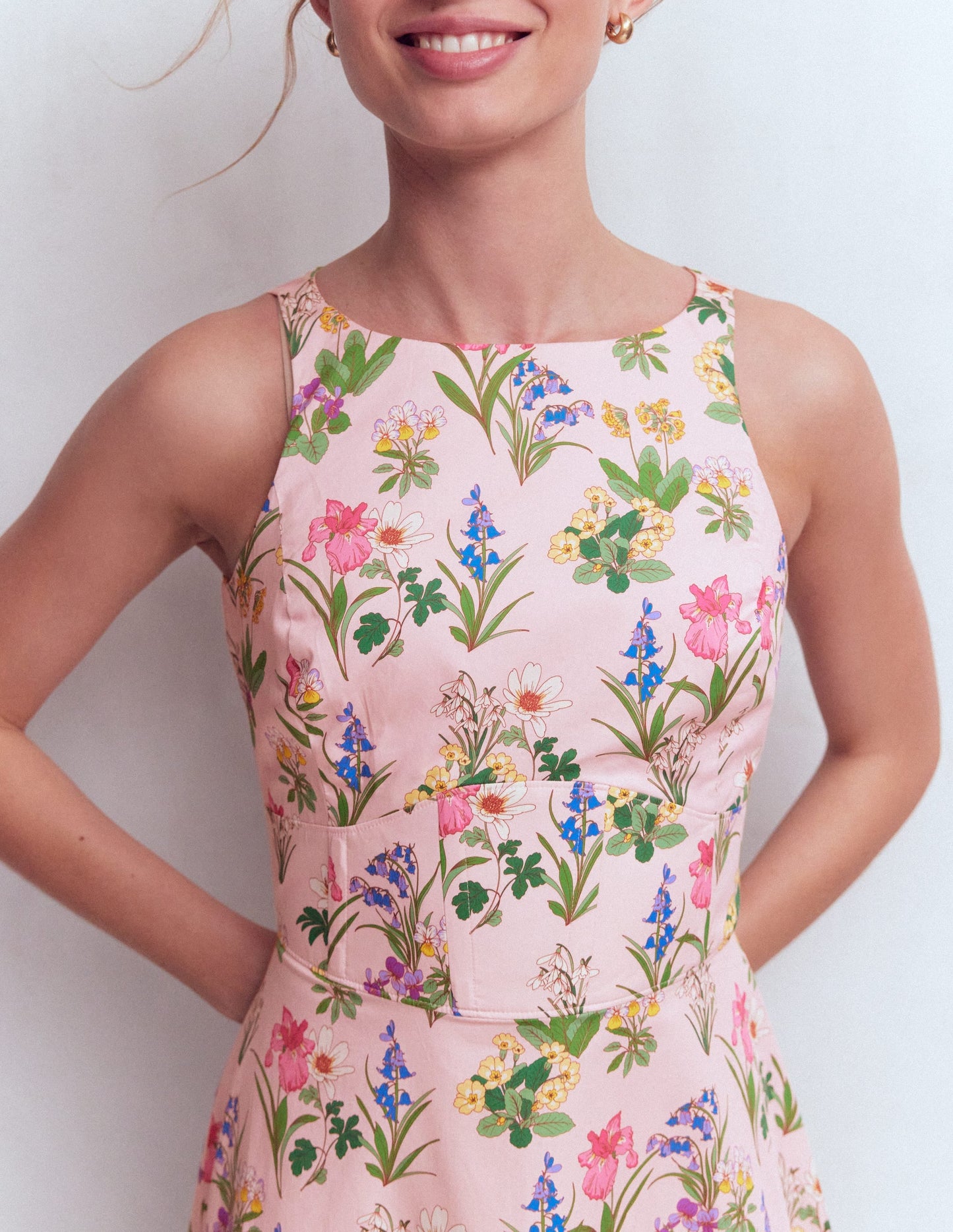 Silvia Boned Bodice Maxi Dress-French Pink, Delicate Blossom