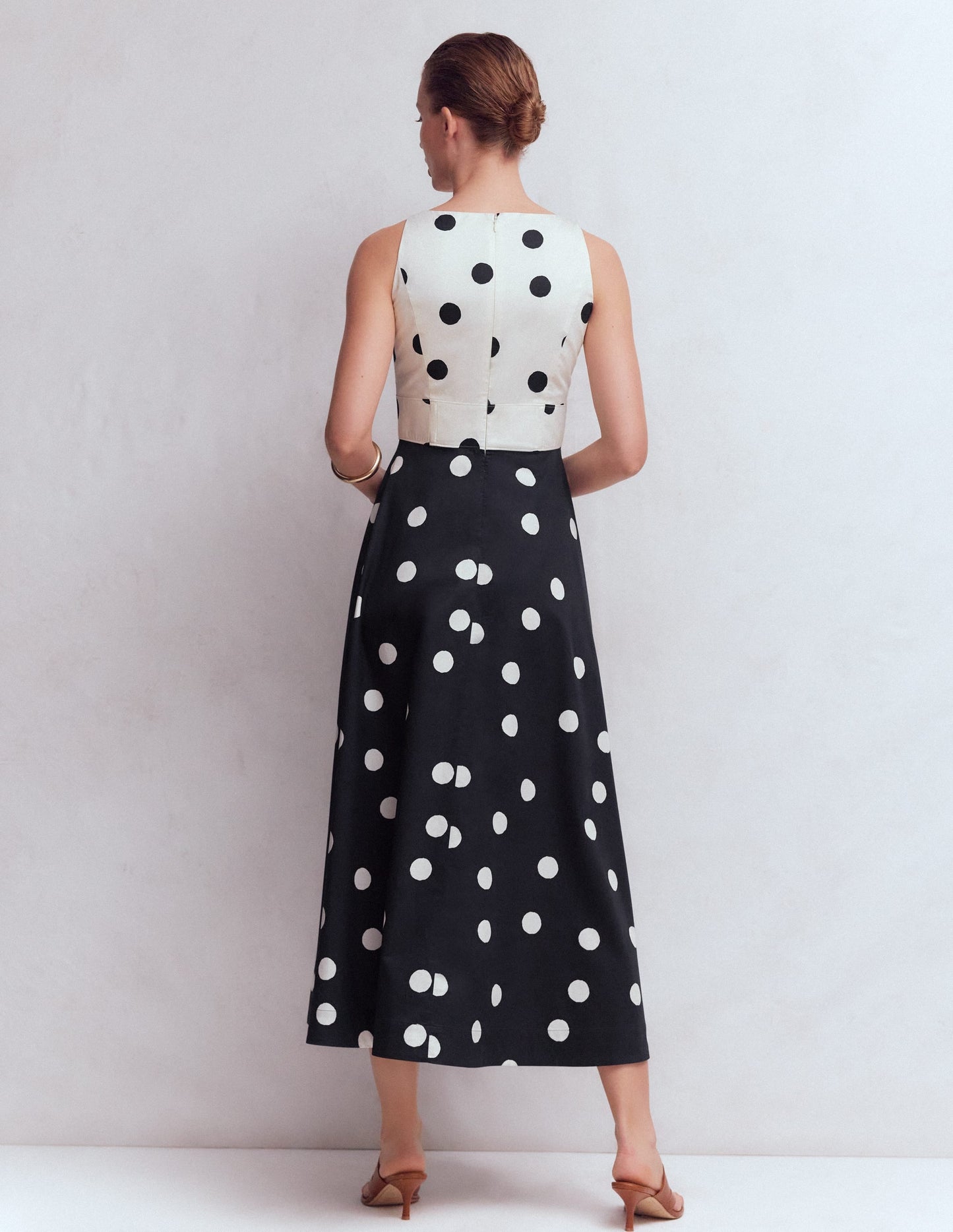 Silvia Boned Bodice Maxi Dress-French Navy Painted Spaced Dot