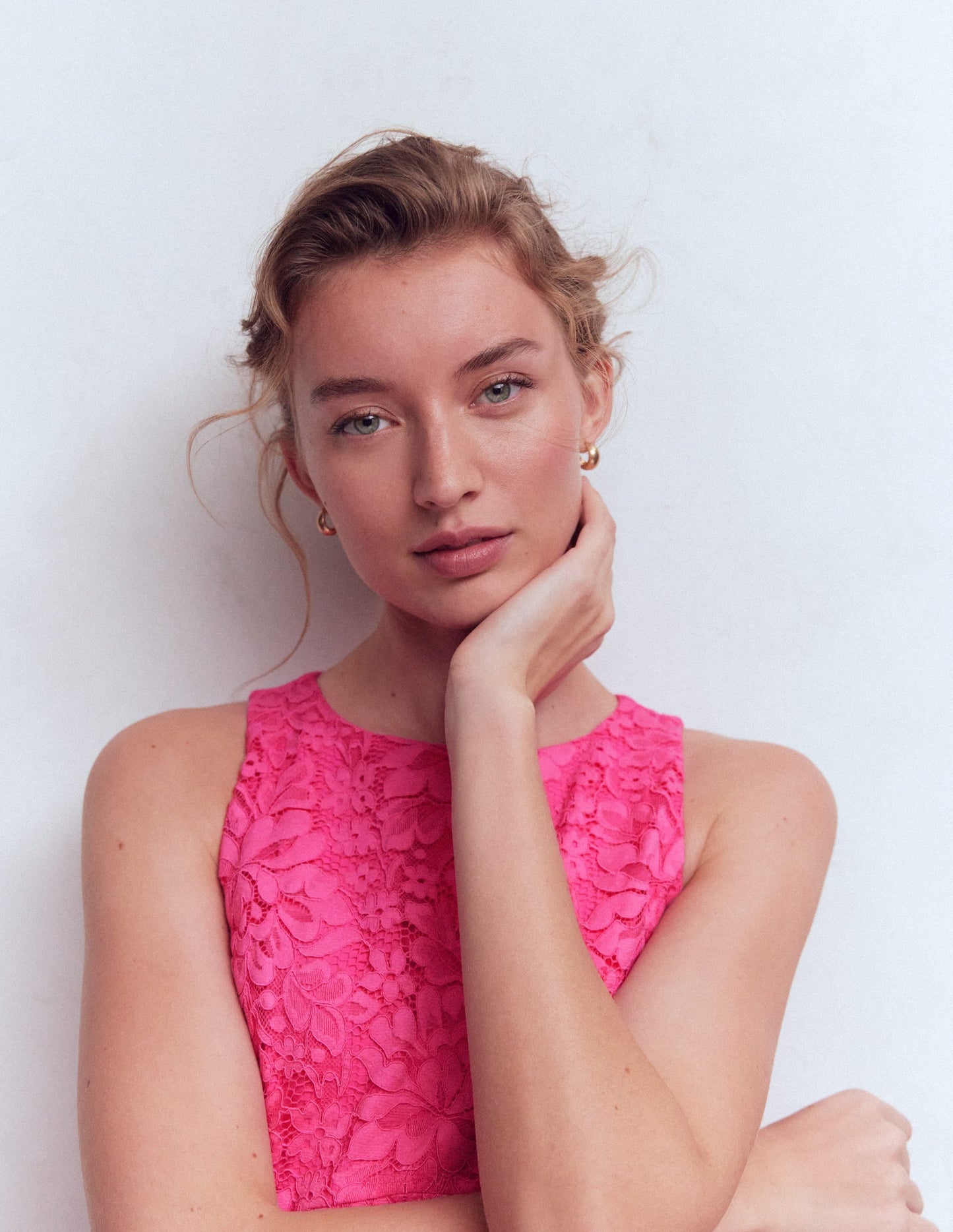 Silvia Boned Bodice Maxi Dress-Pink Punch Lace