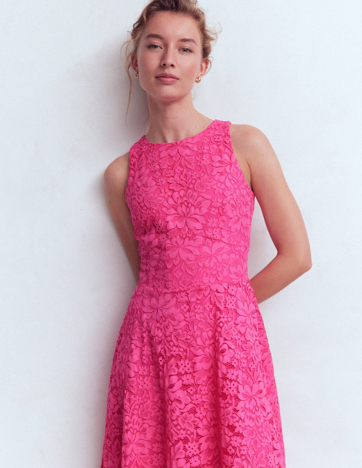 Silvia Boned Bodice Maxi Dress-Pink Punch Lace