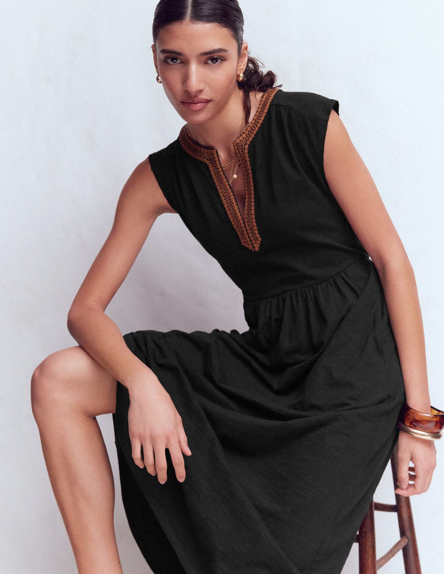 May Jersey Midi Dress-Black