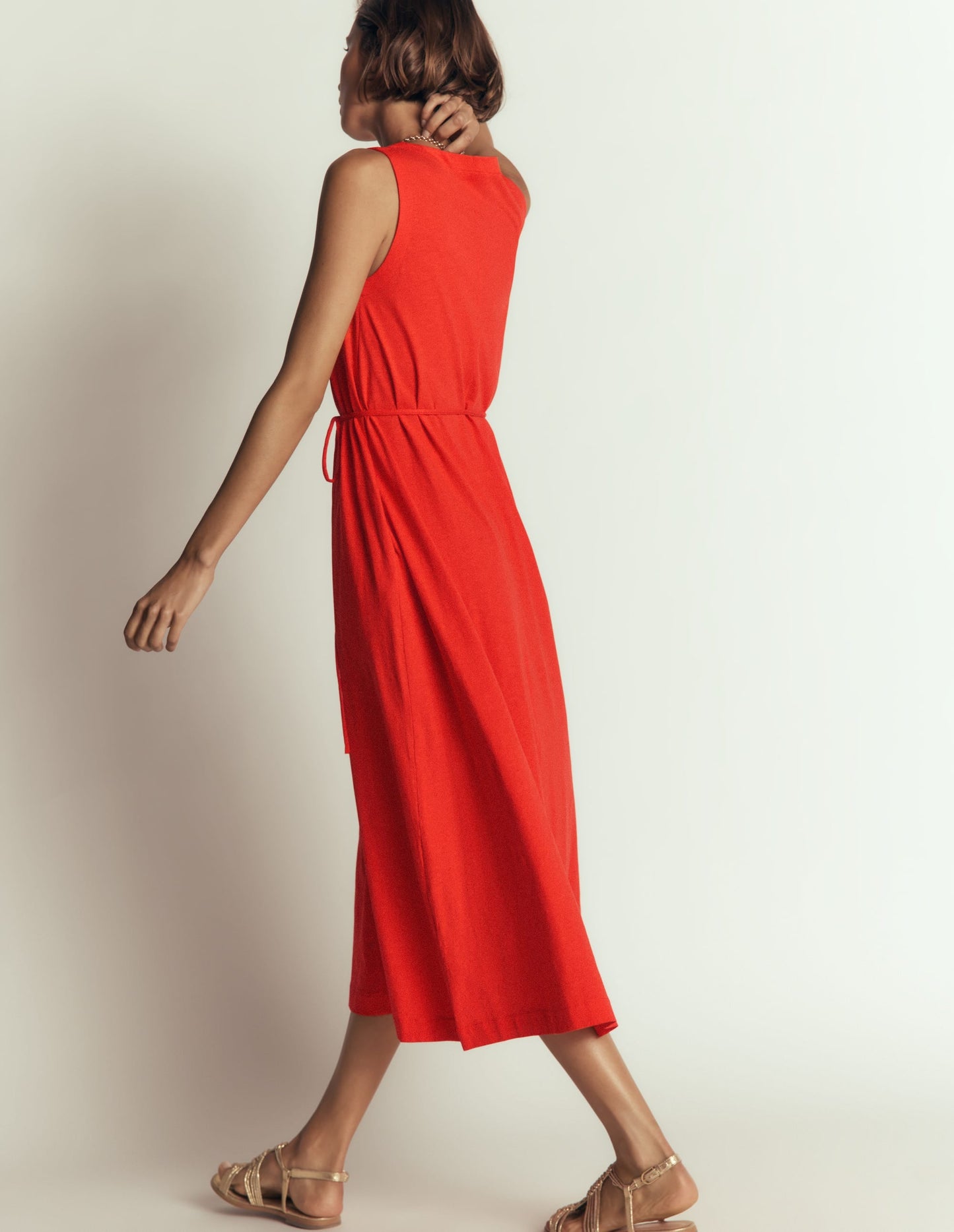 Mia V-neck Jersey Midi Dress-Firecracker Red