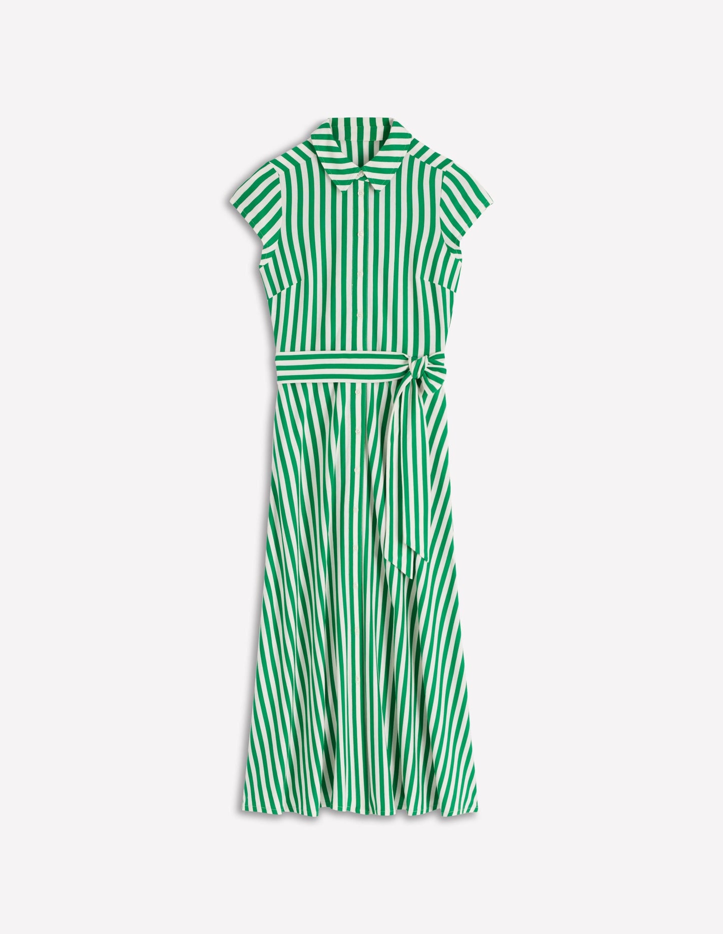 Marcia Jersey Shirt Dress-Green and Ivory Stripe