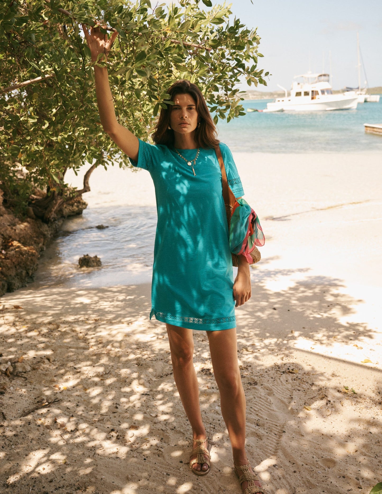 Hattie Jersey T-shirt Dress-Glaze Blue