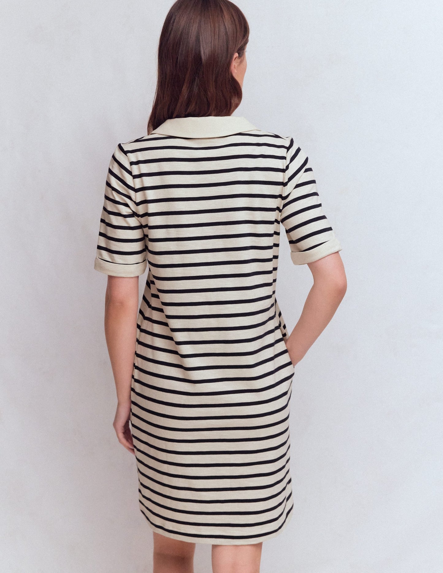 Tilda Jersey T-shirt Dress-Navy and Ivory Stripe