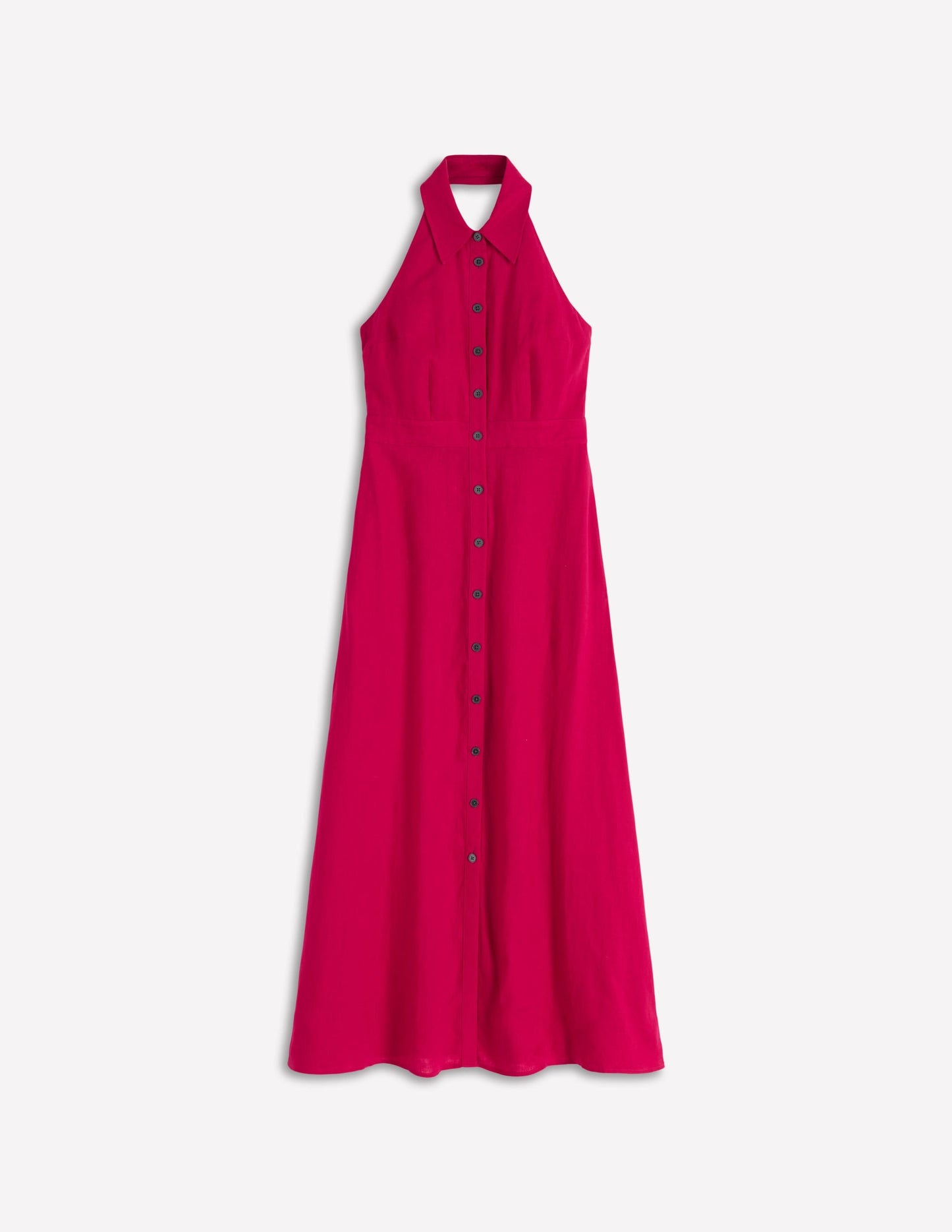 Halter Linen Blend Maxi Dress-Pomegranate