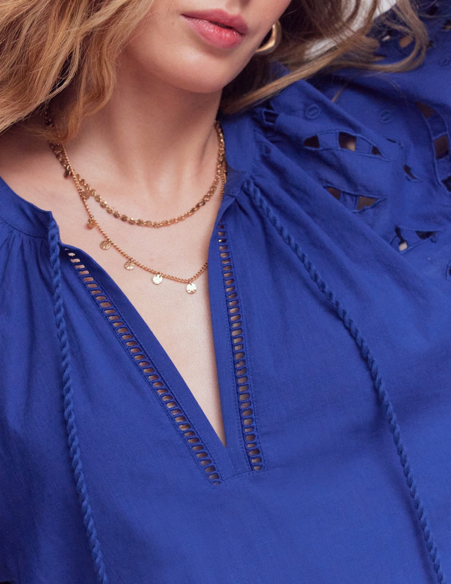Embroidered Sleeve Kaftan-Blue Embroidery