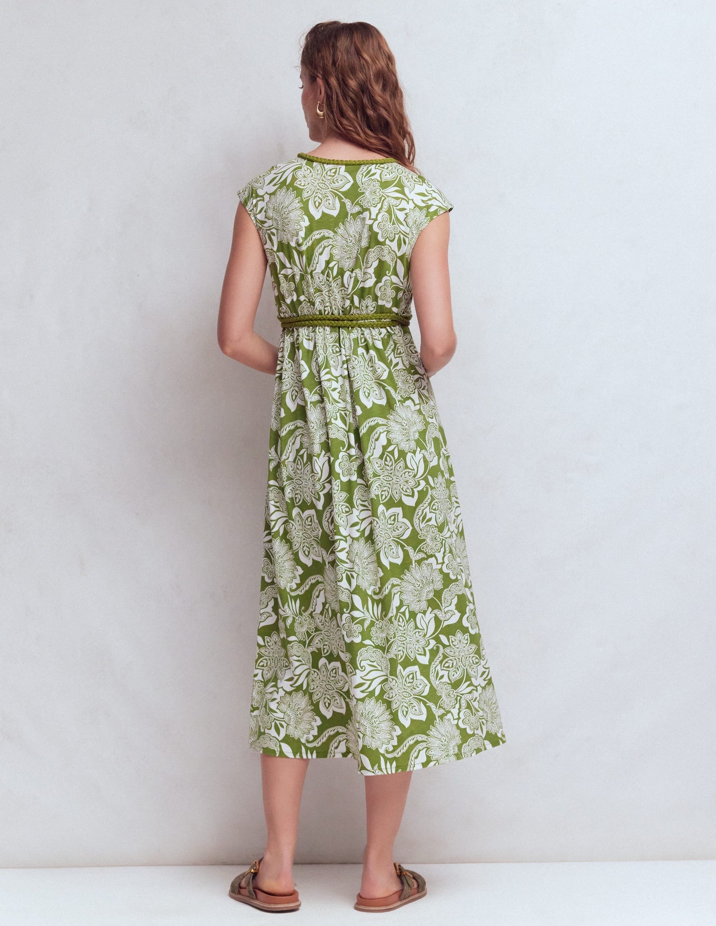Heidi Ruched Rope Jersey Dress-Olive, Elegant Blossom