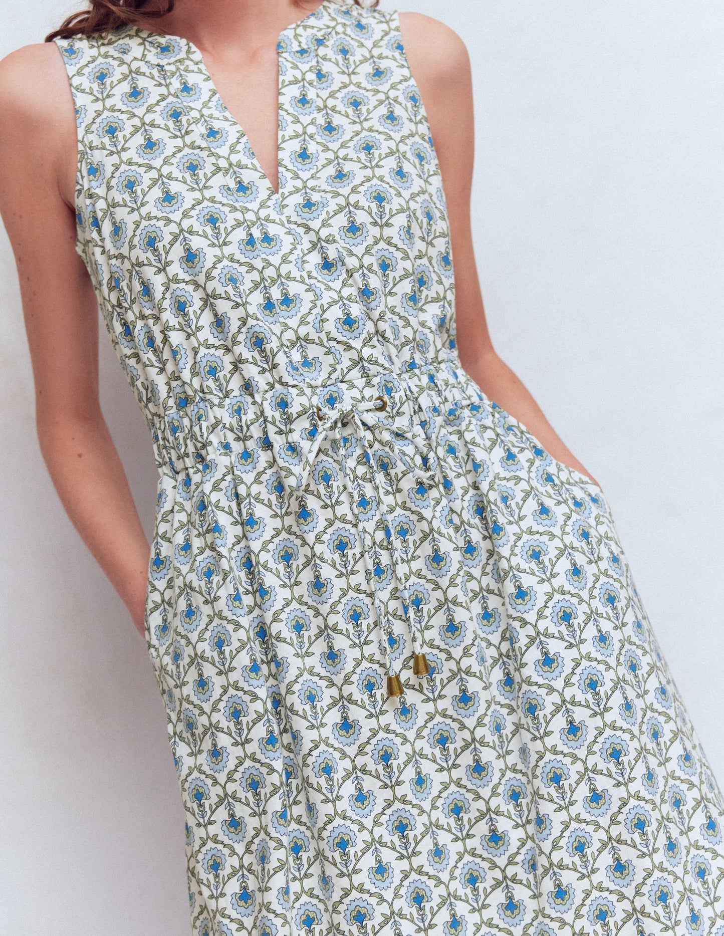 Delphine Midi Jersey Dress-Ivory, Flower Lattice