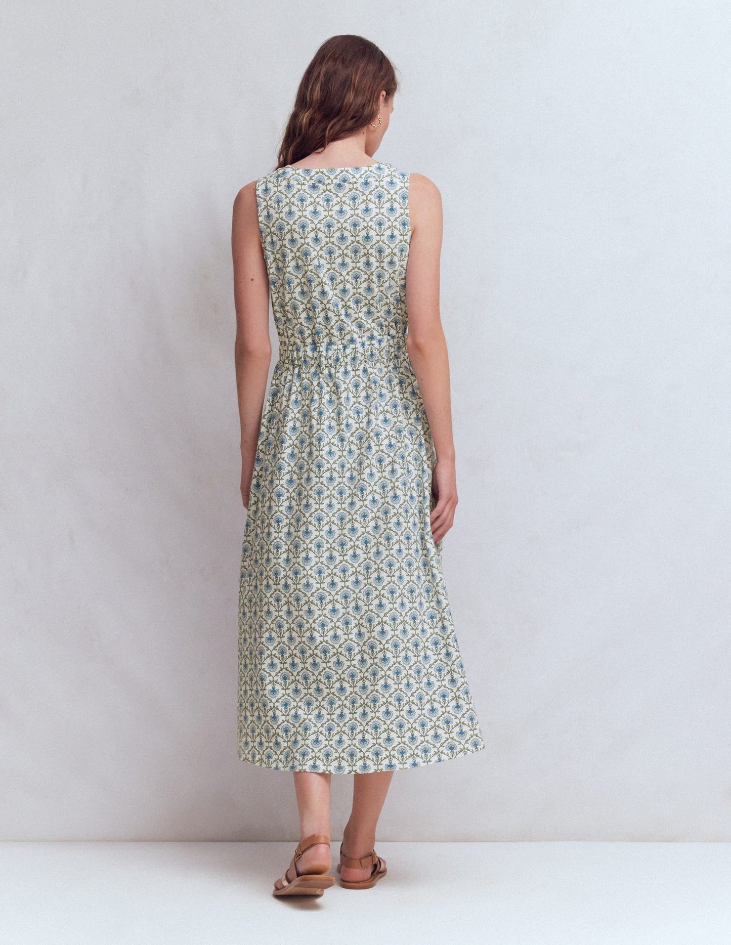Delphine Midi Jersey Dress-Ivory, Flower Lattice