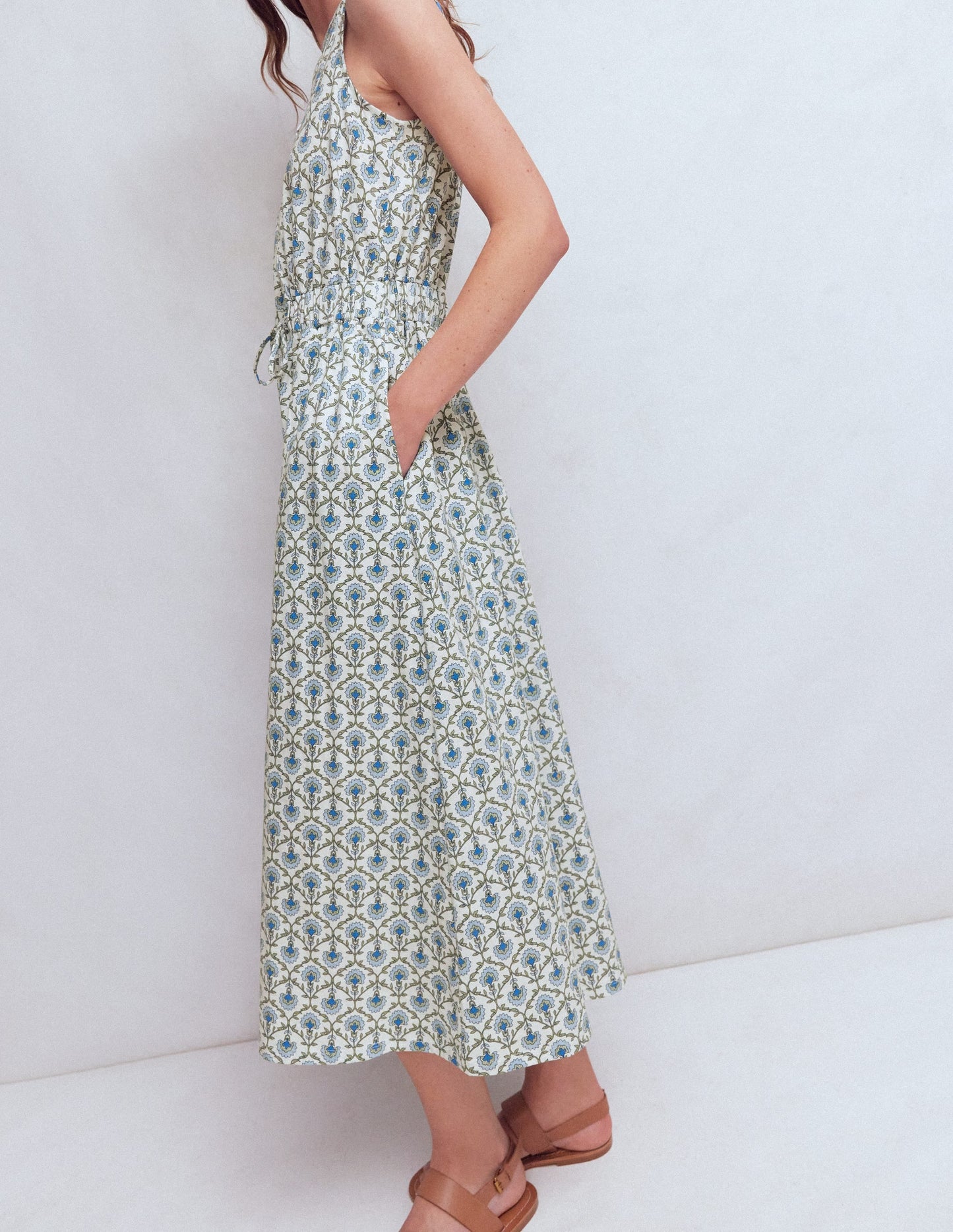 Delphine Midi Jersey Dress-Ivory, Flower Lattice