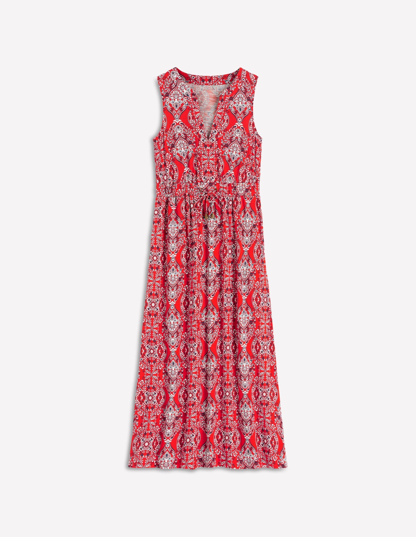 Delphine Midi Jersey Dress-Blood Orange, Gardenia