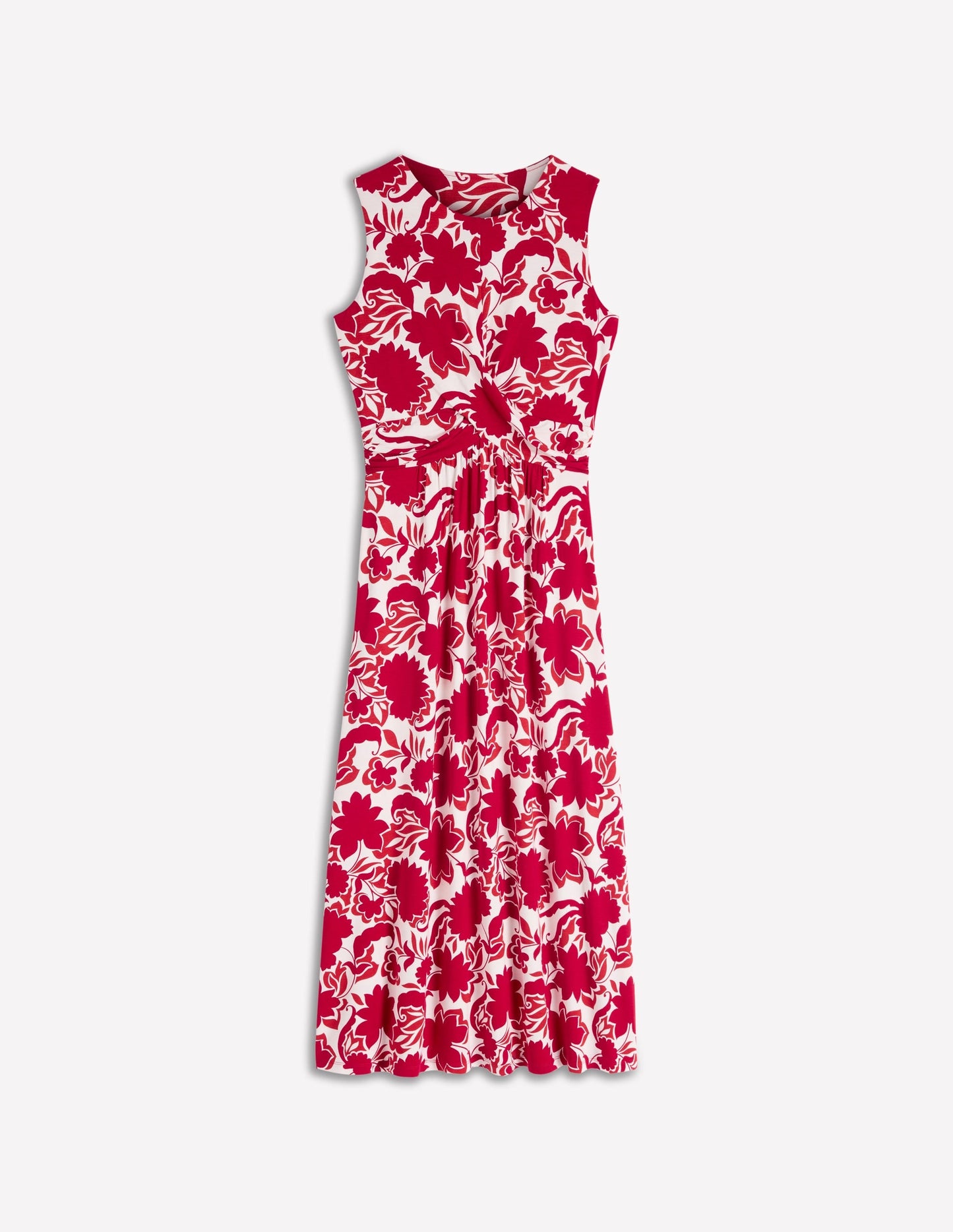 Zara Cross Waist Jersey Dress-Merida Red, Shadow Blossom