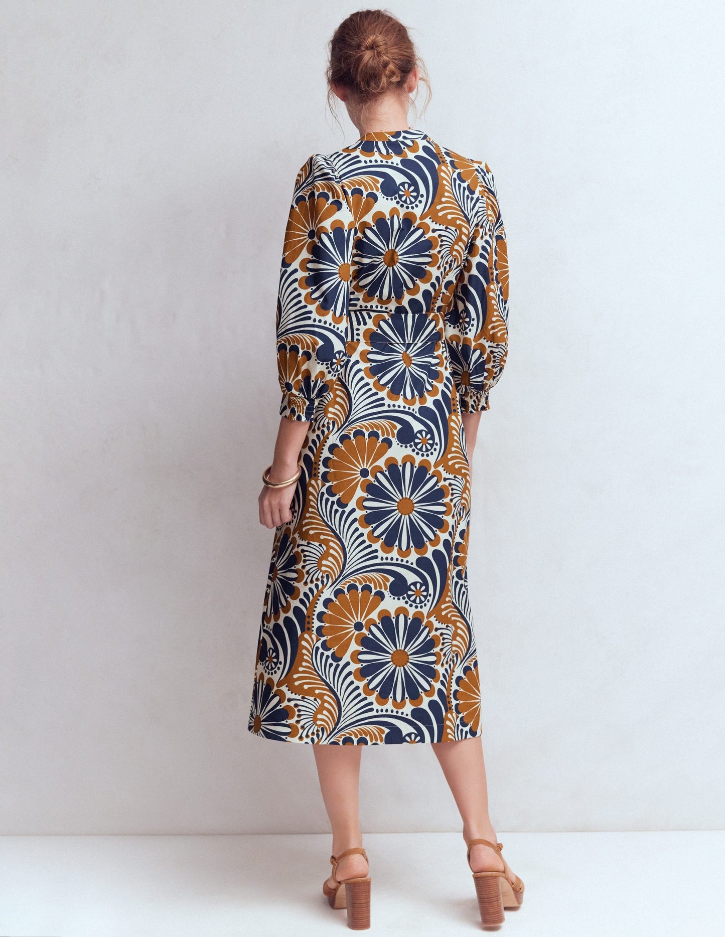 Octavia Cotton Dress-Navy Euphoric Gardens